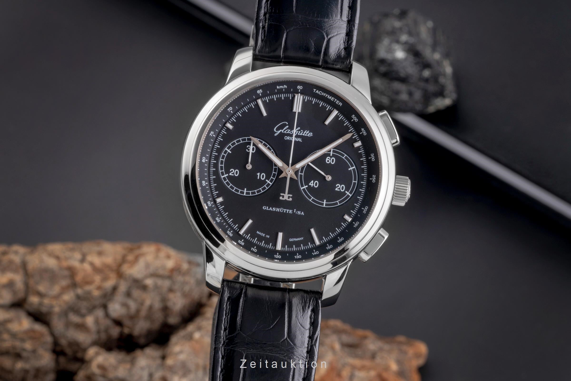 Glashütte Senator chronographe acier automatique montre pour hommes 1-39-34-20-42-04  [2505388]