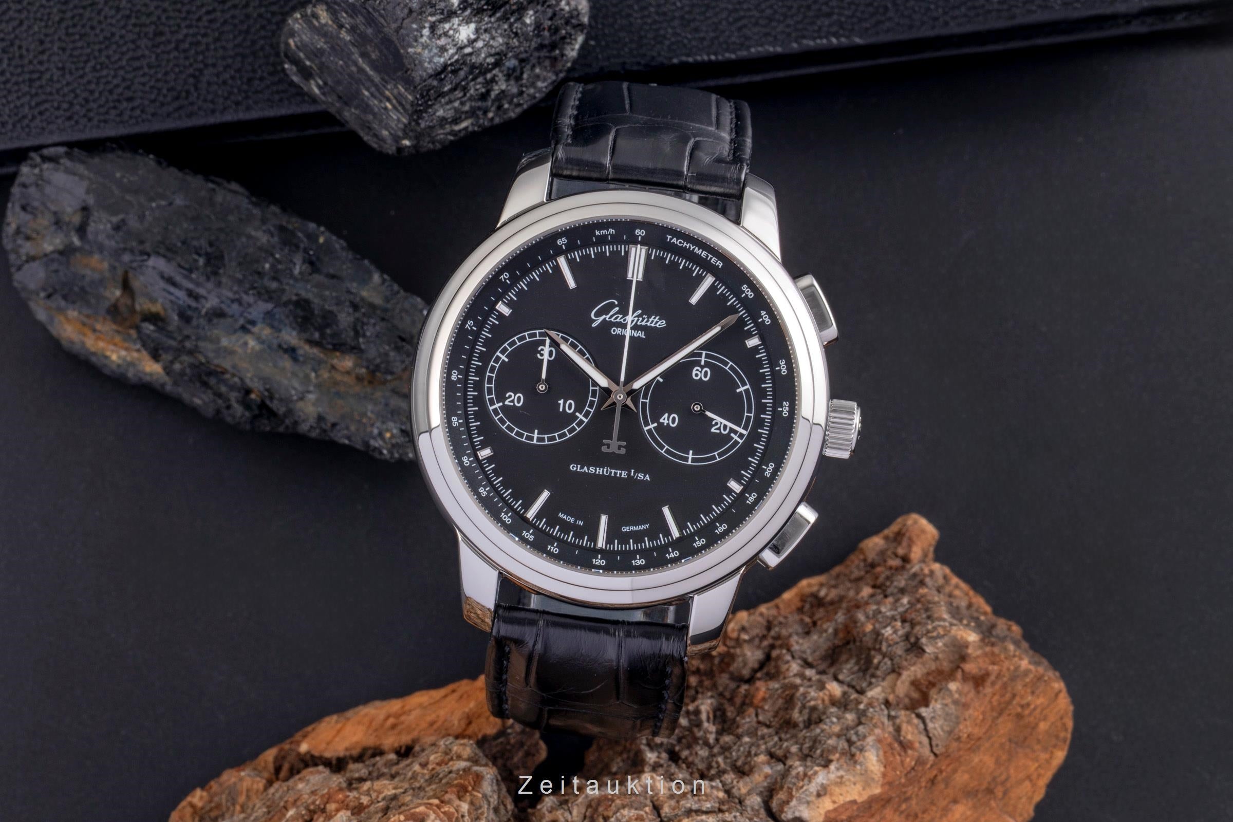 Glashütte Senator chronographe acier automatique montre pour hommes 1-39-34-20-42-04  [2505388]