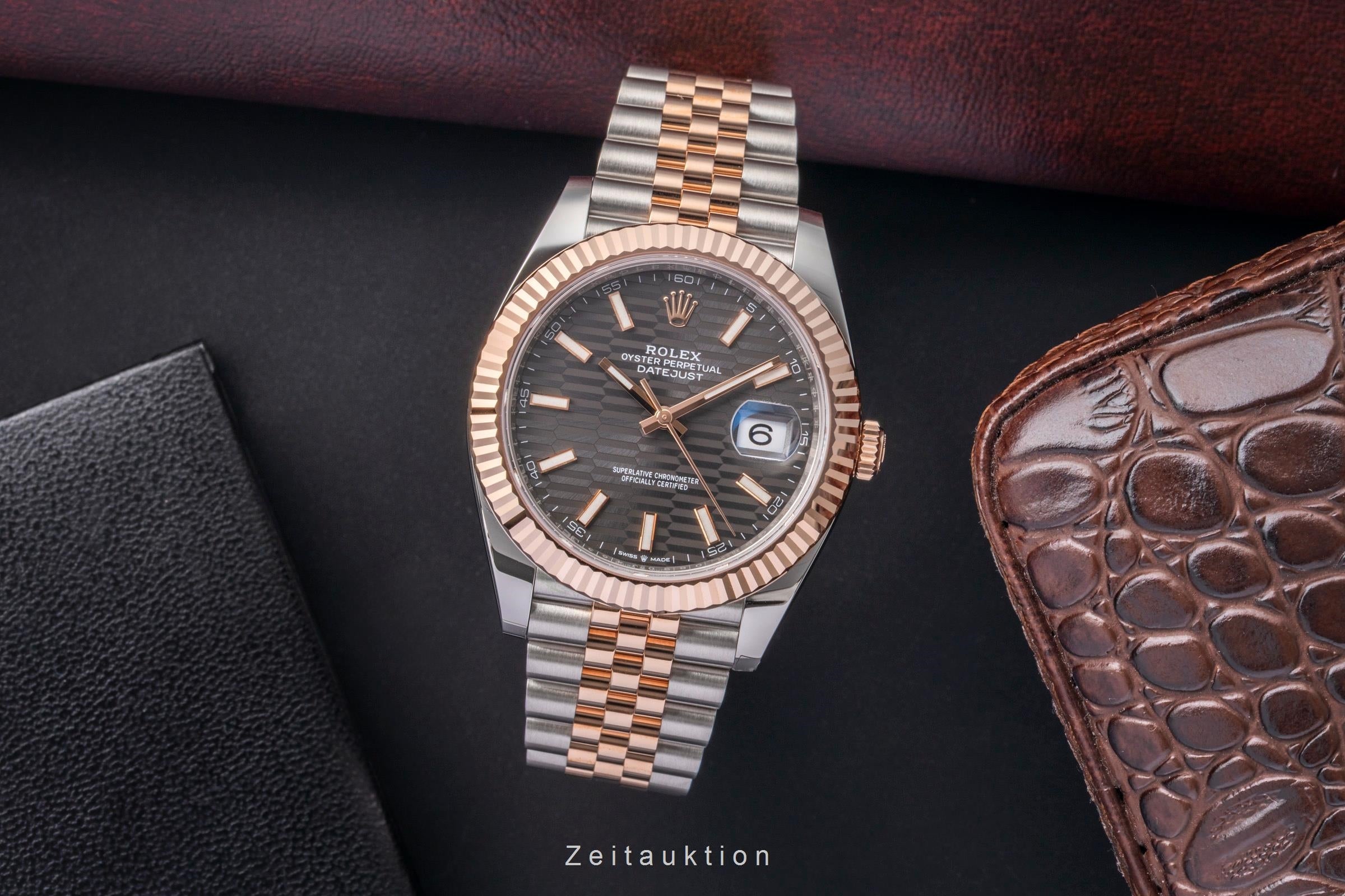 Rolex Datejust 41 Grey Fluted Motif Dial Stahl / Roségold Ref. 126331 B&P 2023 [2505519]