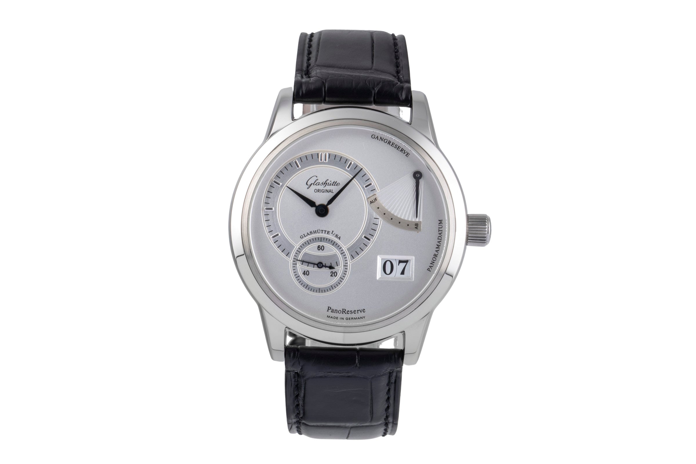 Glashütte PanoReserve acier à remontage manuel montre pour hommes 65-01-02-02-04	  [2505524]