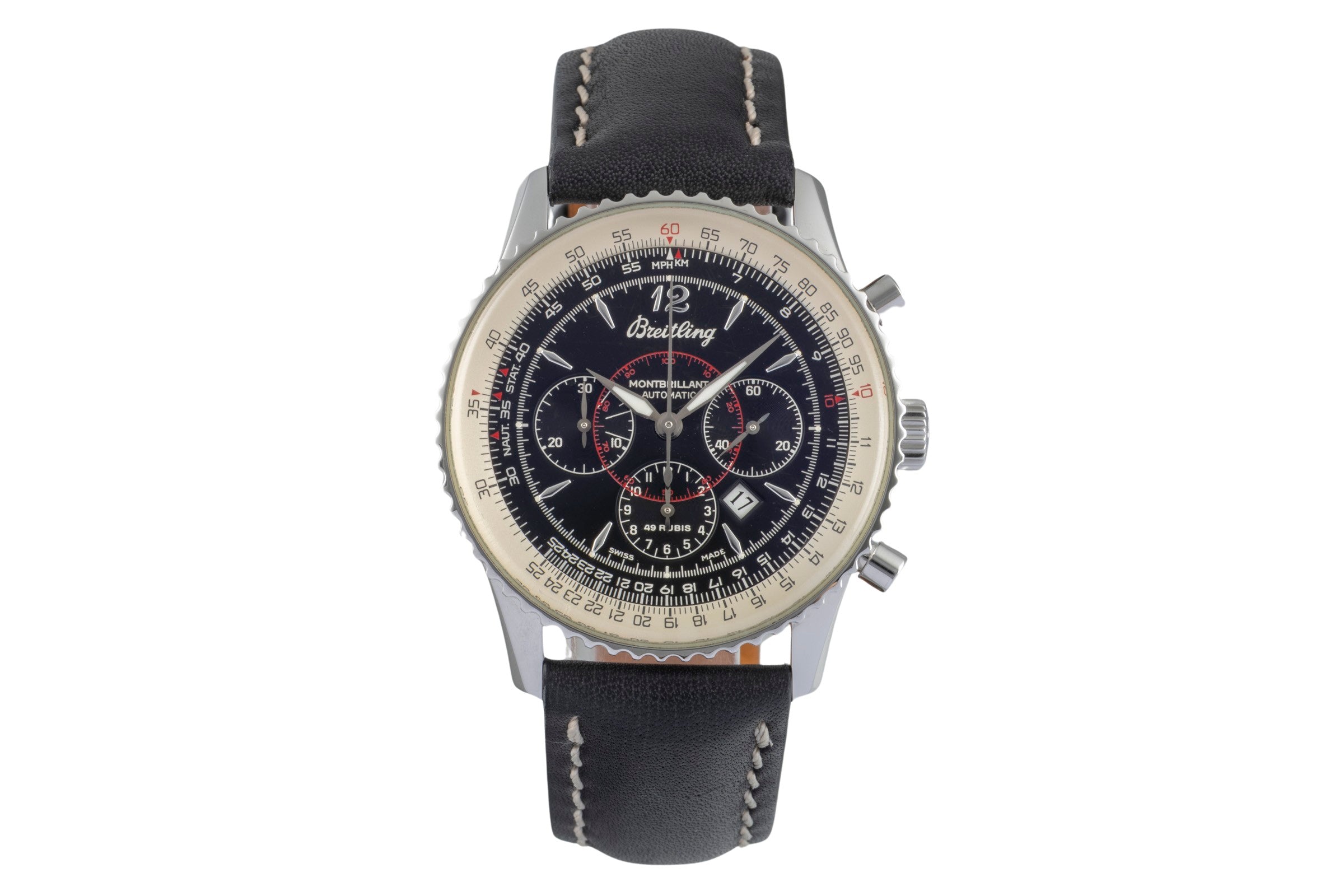 Breitling Montbrillant chronograph steel automatic men's watch A41030  [2505543]