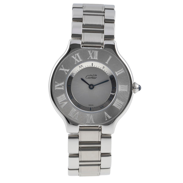 Cartier Must De Cartier 21 Edelstahl Damenuhr Saphirglas Ref. W10110T2 Klassiker [2505644]