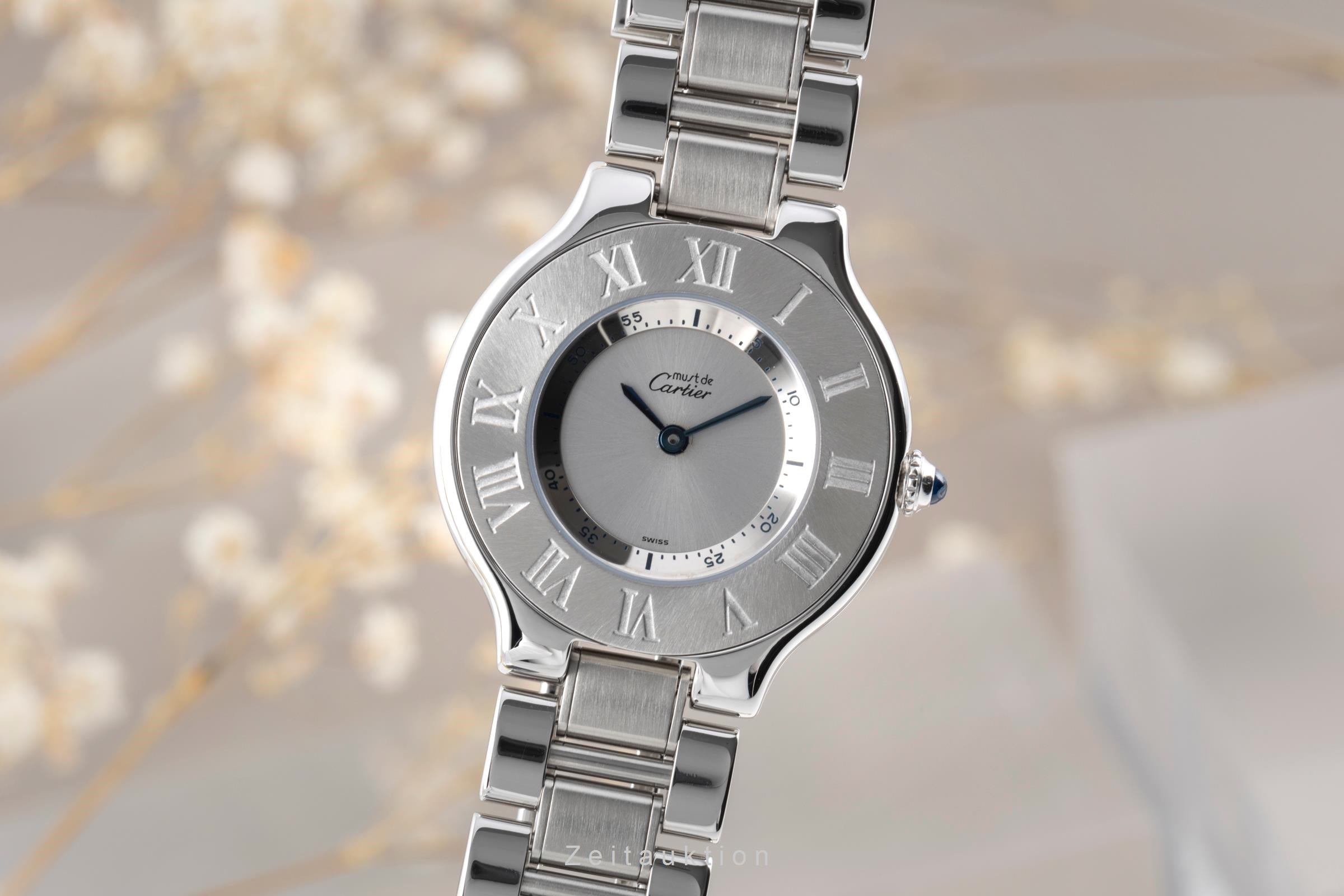 Cartier Must De Cartier 21 Edelstahl Damenuhr Saphirglas Ref. W10110T2 Klassiker [2505644]