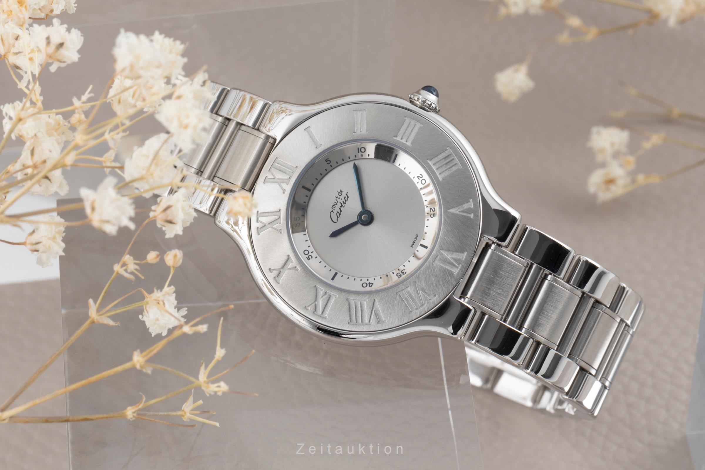 Cartier Must De Cartier 21 Edelstahl Damenuhr Saphirglas Ref. W10110T2 Klassiker [2505644]