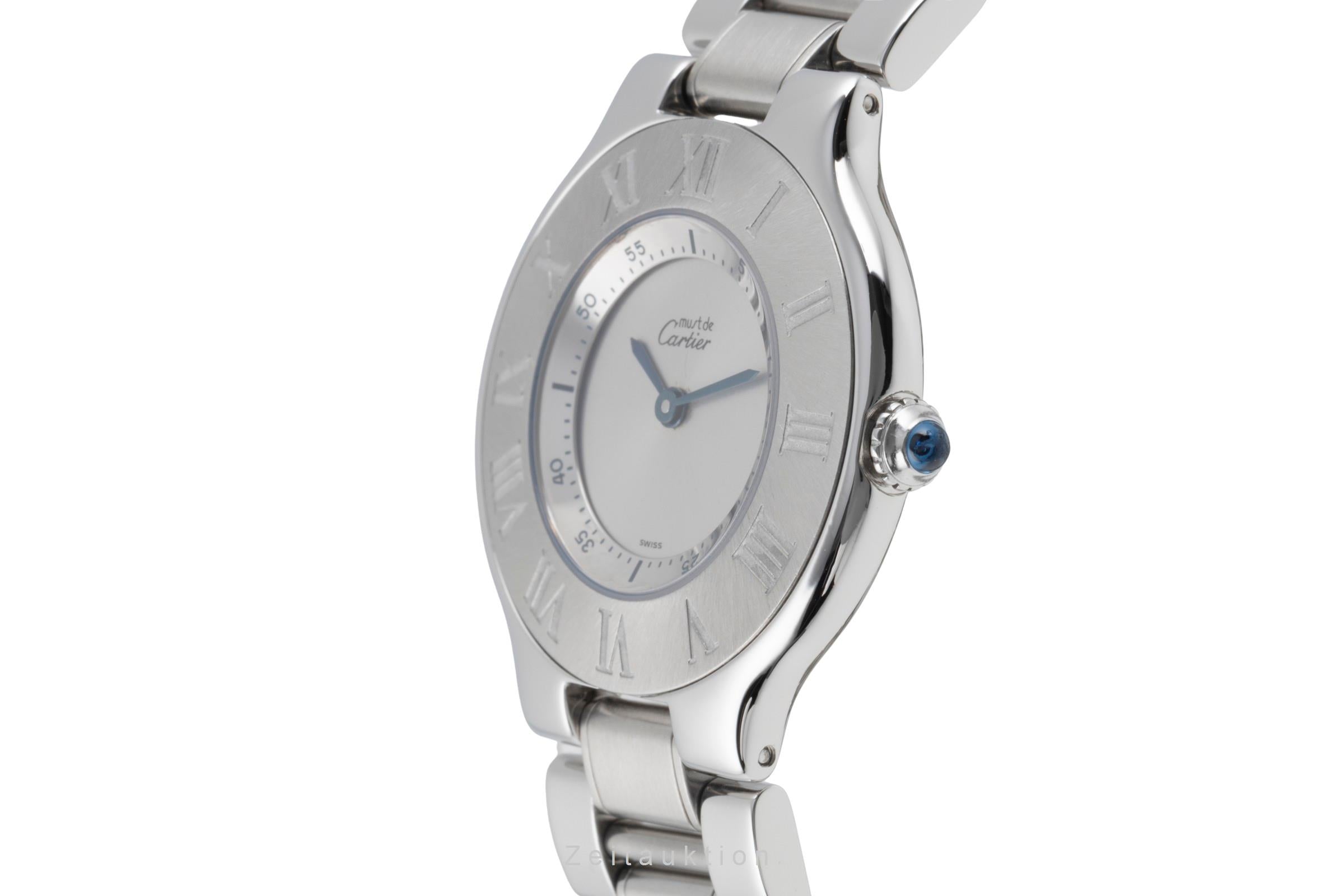 Cartier Must De Cartier 21 Edelstahl Damenuhr Saphirglas Ref. W10110T2 Klassiker [2505644]