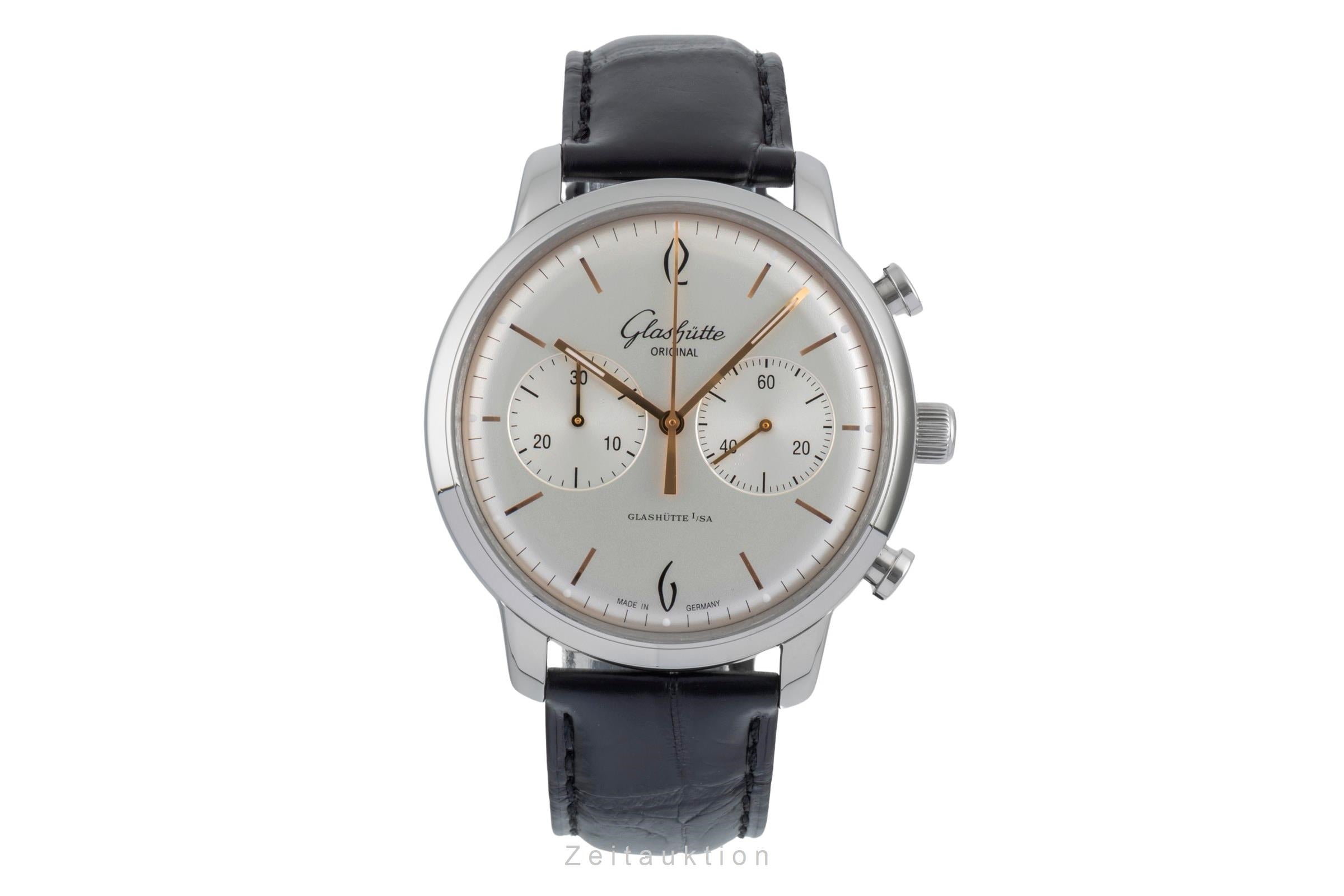 Glashütte Sixties chronograph steel automatic Kal. GO 39 Ref. 1-39
