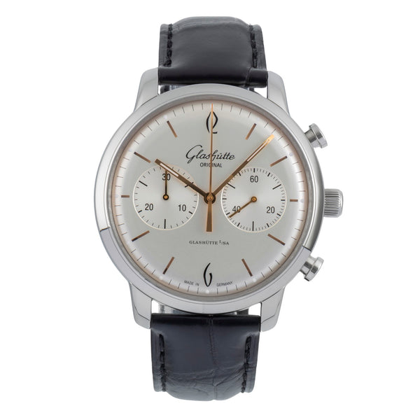 Glashütte Sixties chronograph steel automatic men's watch 1-39-34-03-22-04 LP: 8800EUR  [2505655]