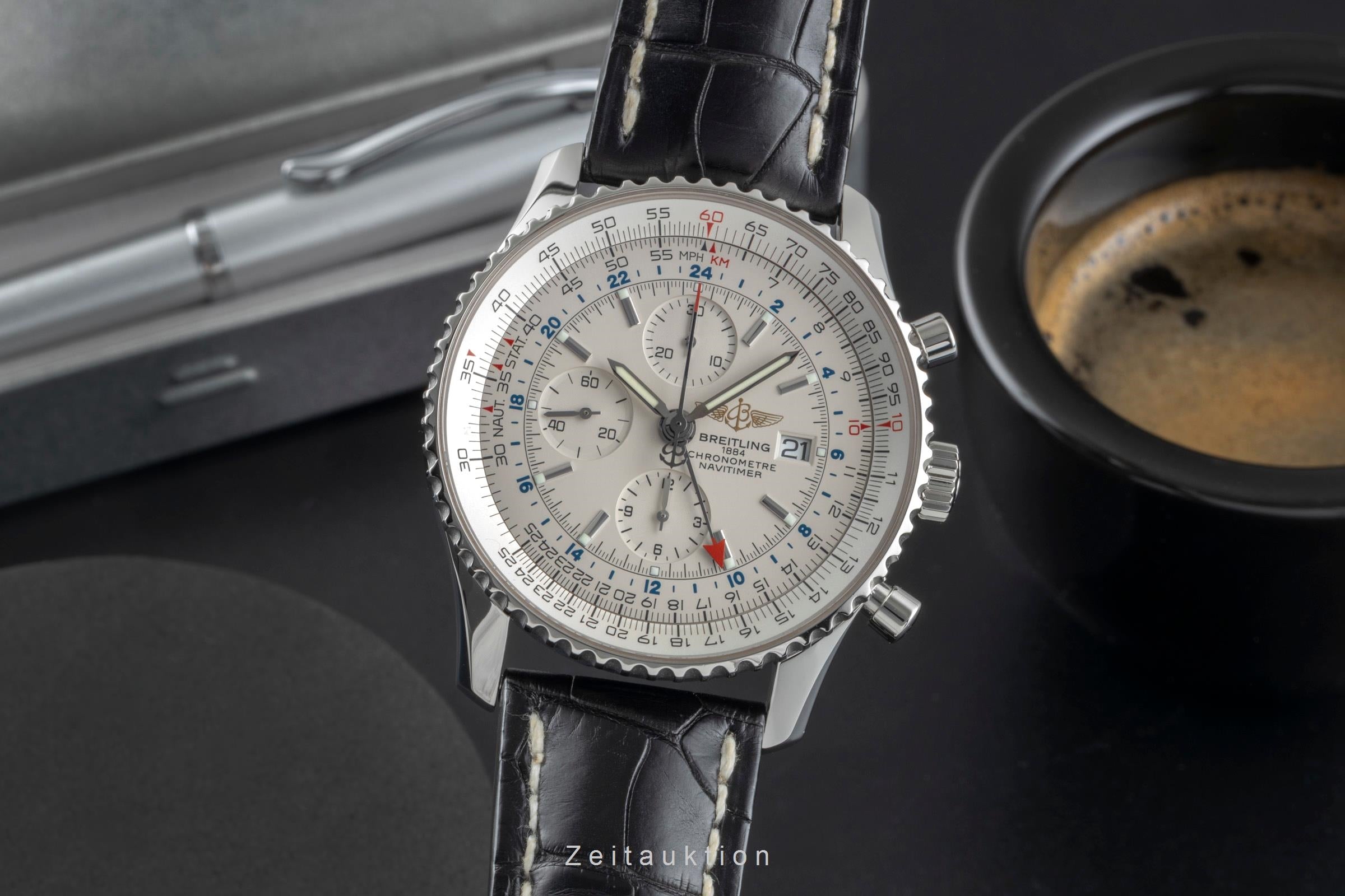 Breitling Navitimer World chronograph steel automatic Kal. B24 Ref