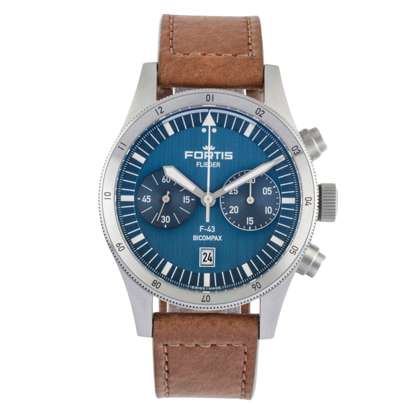 Fortis Flieger F-43 Bicompax Stahl Automatik Herrenuhr Ref. F4240013 B&P 2023 [2505672]