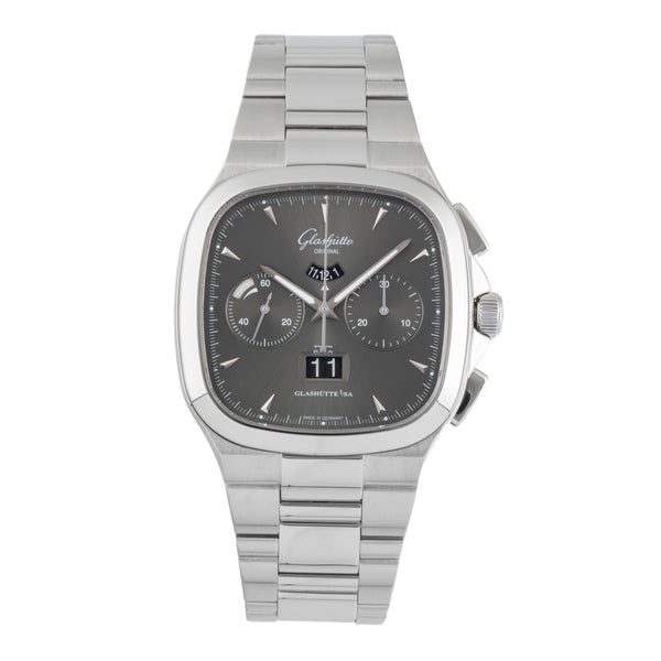 Glashütte Seventies chronographe acier automatique montre pour hommes 1-37-02-01-02-70 LP: 16100EUR  [2505708]
