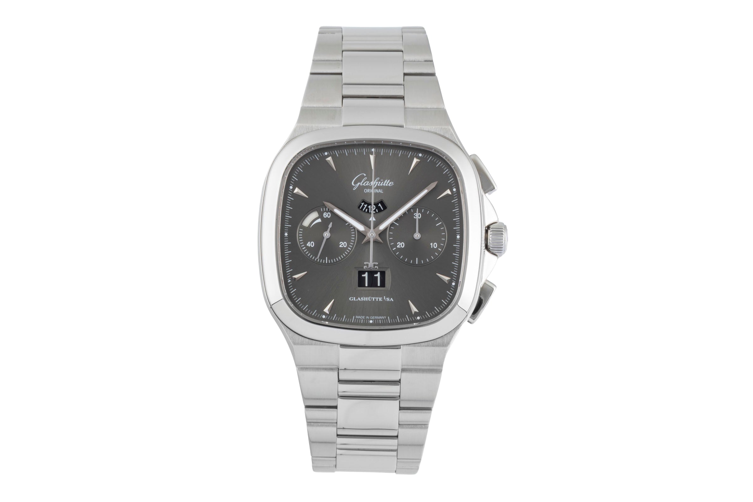 Glashütte Seventies chronographe acier automatique montre pour hommes 1-37-02-01-02-70 LP: 16100EUR  [2505708]