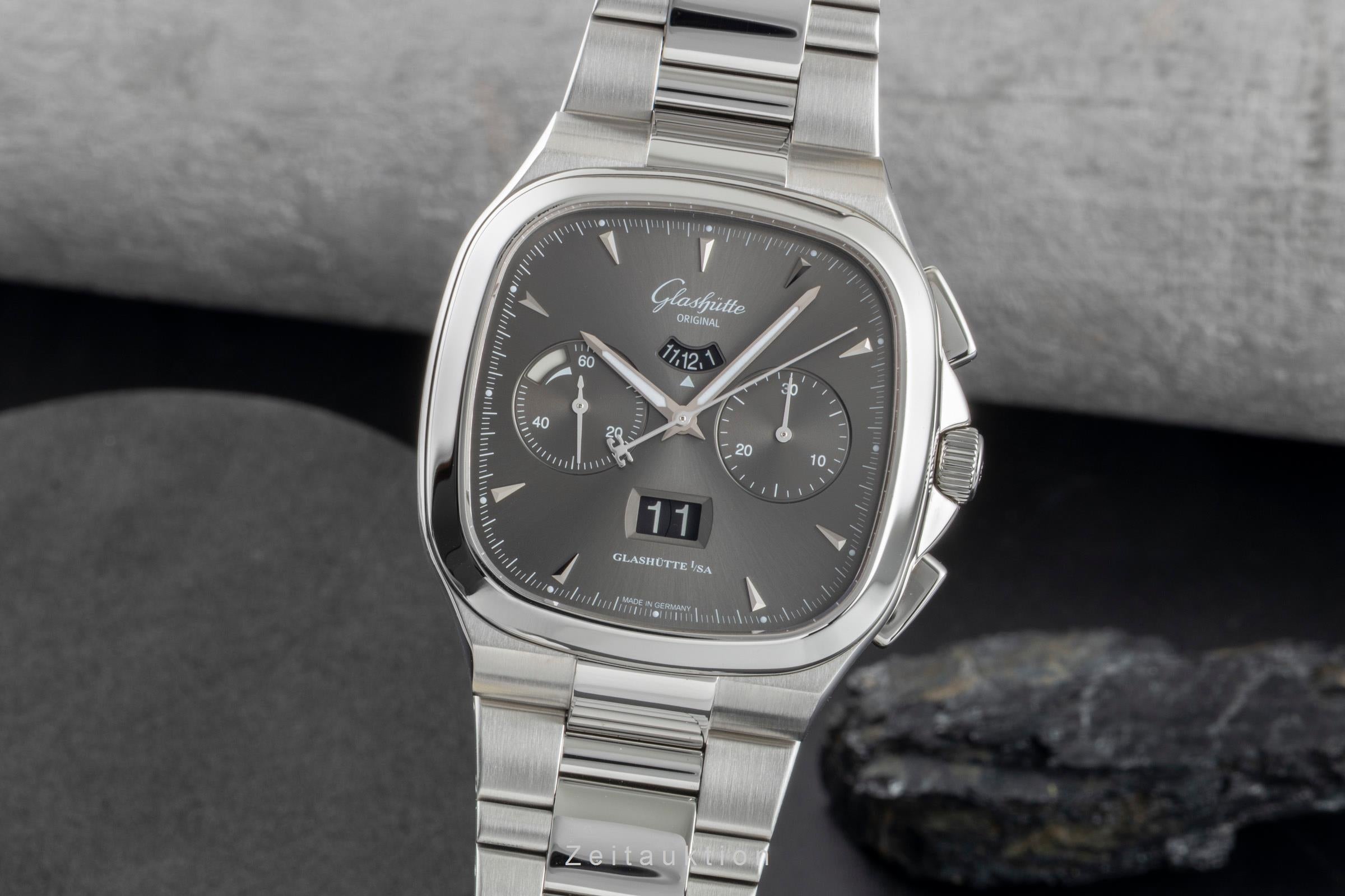 Glashütte Seventies chronographe acier automatique montre pour hommes 1-37-02-01-02-70 LP: 16100EUR  [2505708]