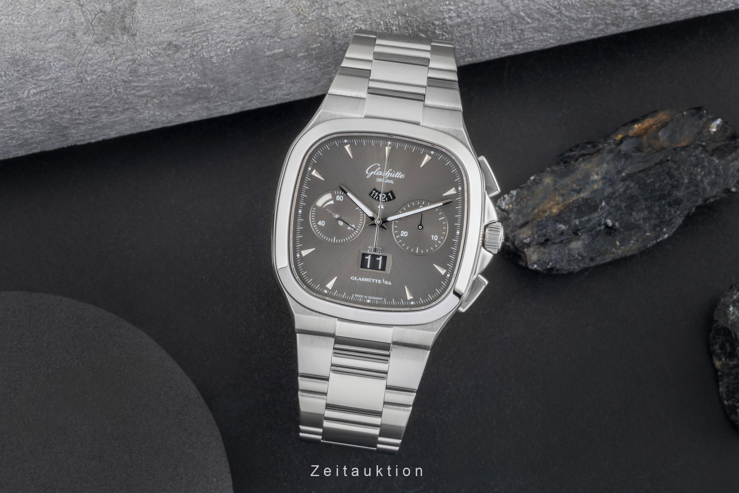 Glashütte Seventies chronographe acier automatique montre pour hommes 1-37-02-01-02-70 LP: 16100EUR  [2505708]