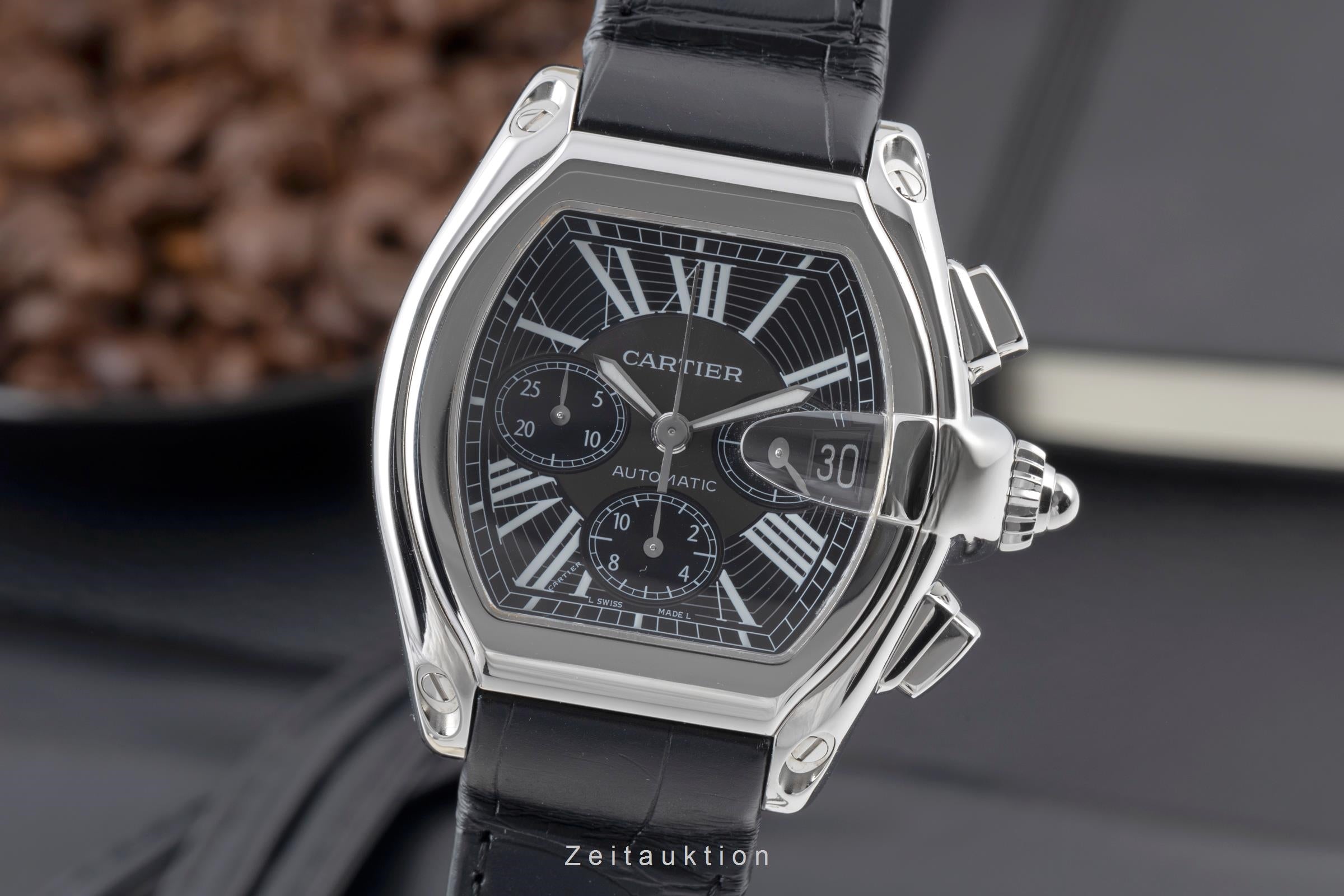 Cartier Roadster Chronograph XL Stahl Automatik Herrenuhr Ref. W62020X6 B&P 2014 [2505714]