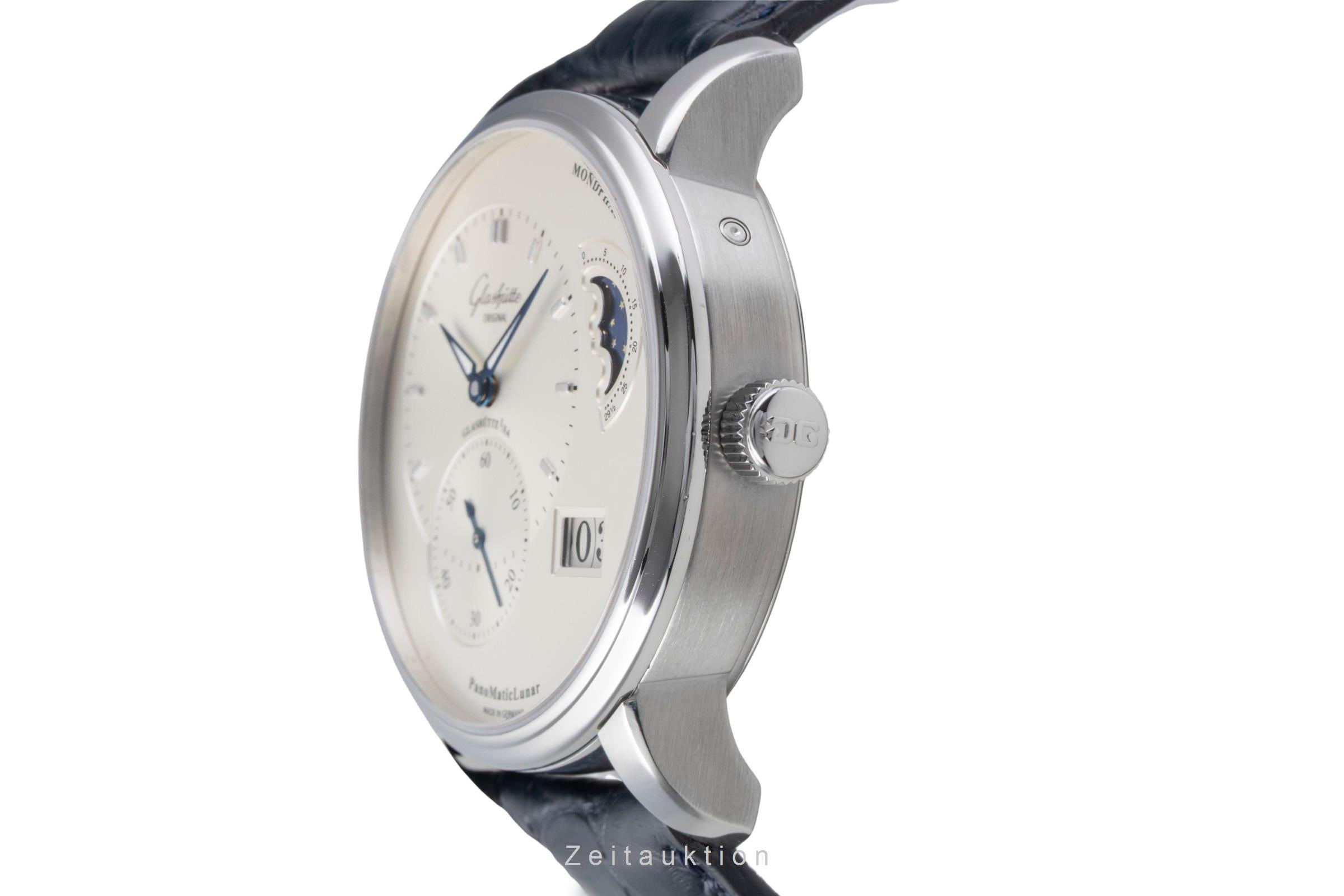 Glashütte PanoMaticLunar Stahl Automatik Herrenuhr Ref 1-90-02-42-32-01 Papiere [2505729]