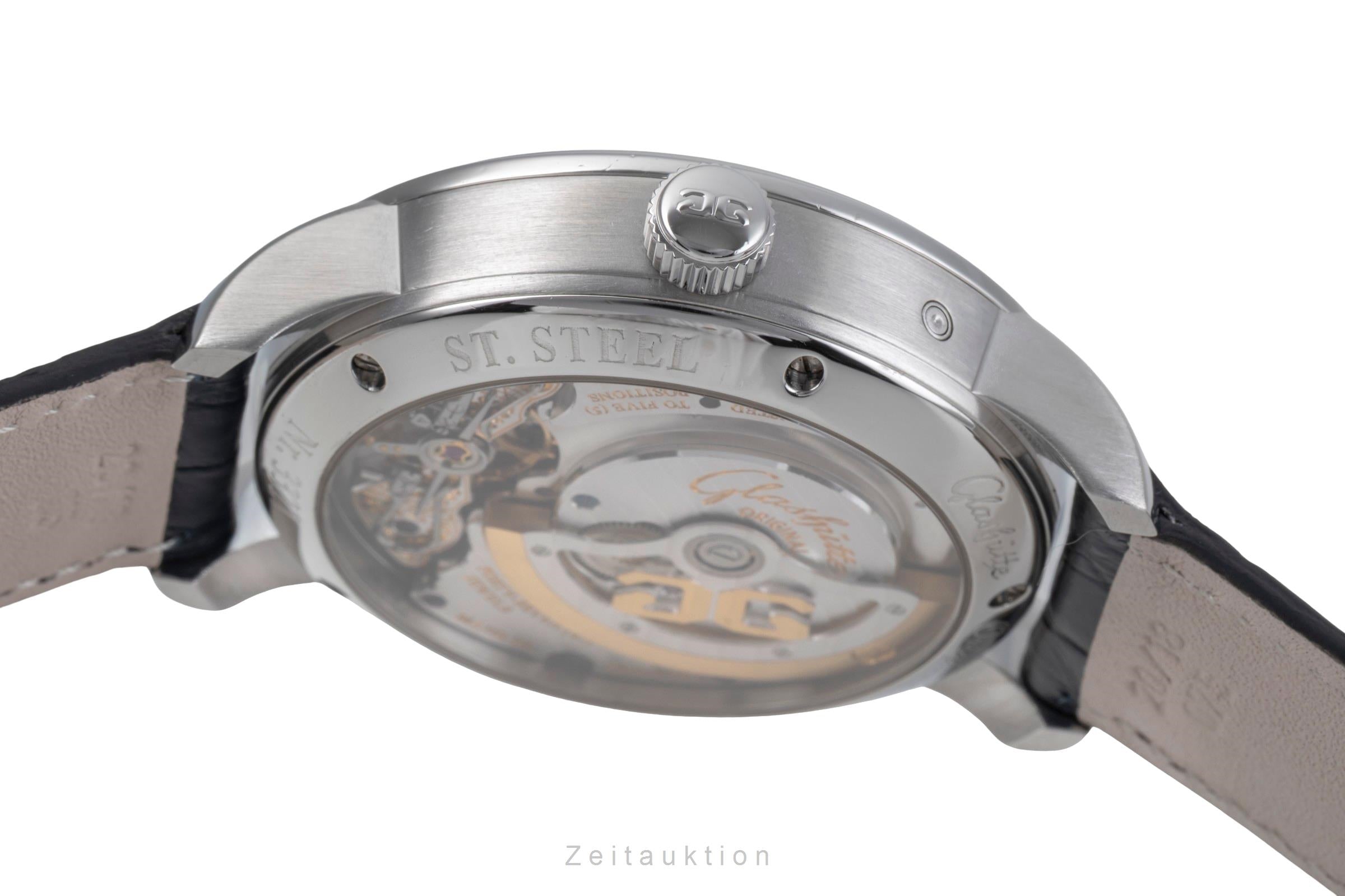 Glashütte PanoMaticLunar Stahl Automatik Herrenuhr Ref 1-90-02-42-32-01 Papiere [2505729]