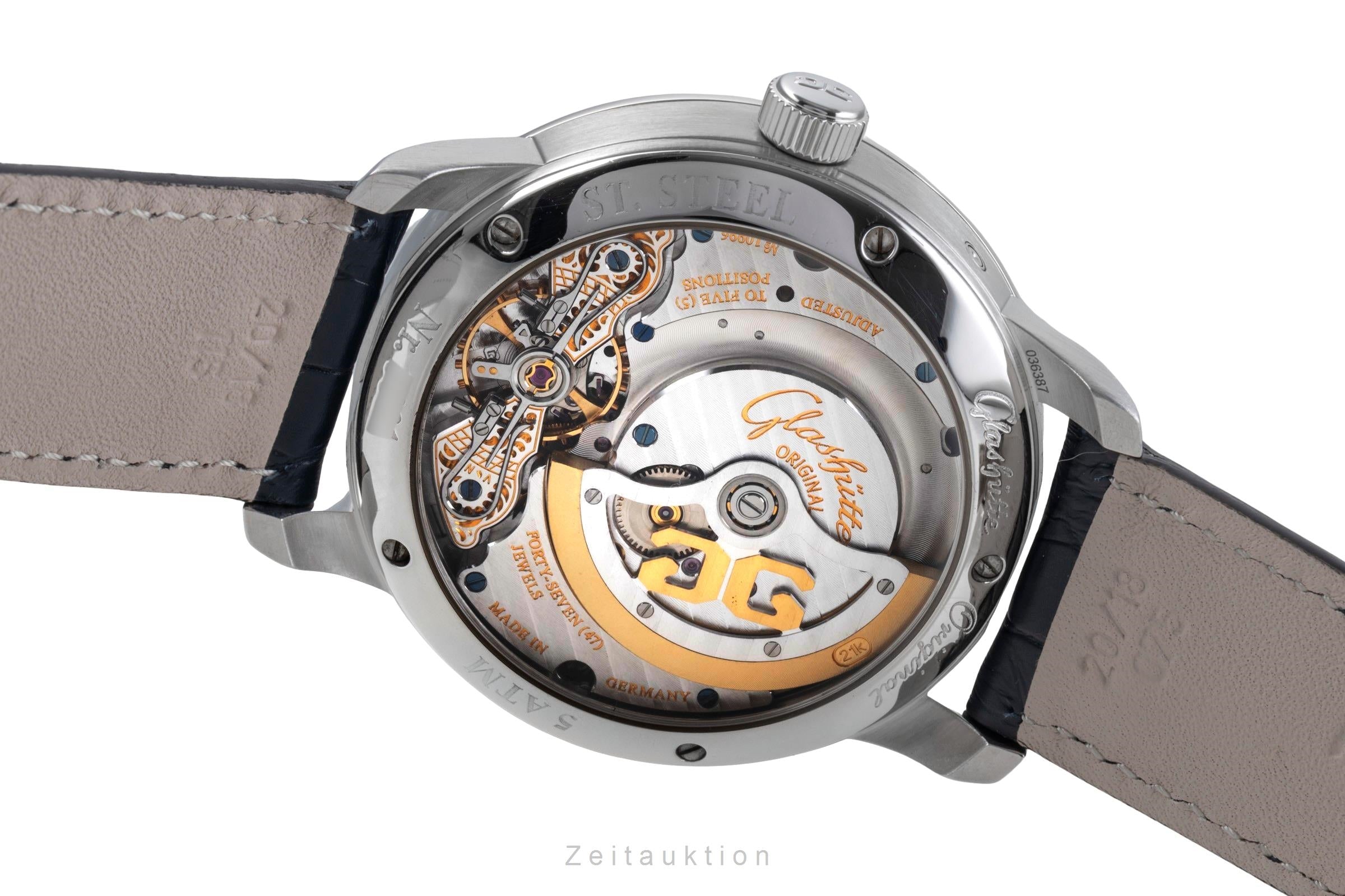 Glashütte PanoMaticLunar Stahl Automatik Herrenuhr Ref 1-90-02-42-32-01 Papiere [2505729]