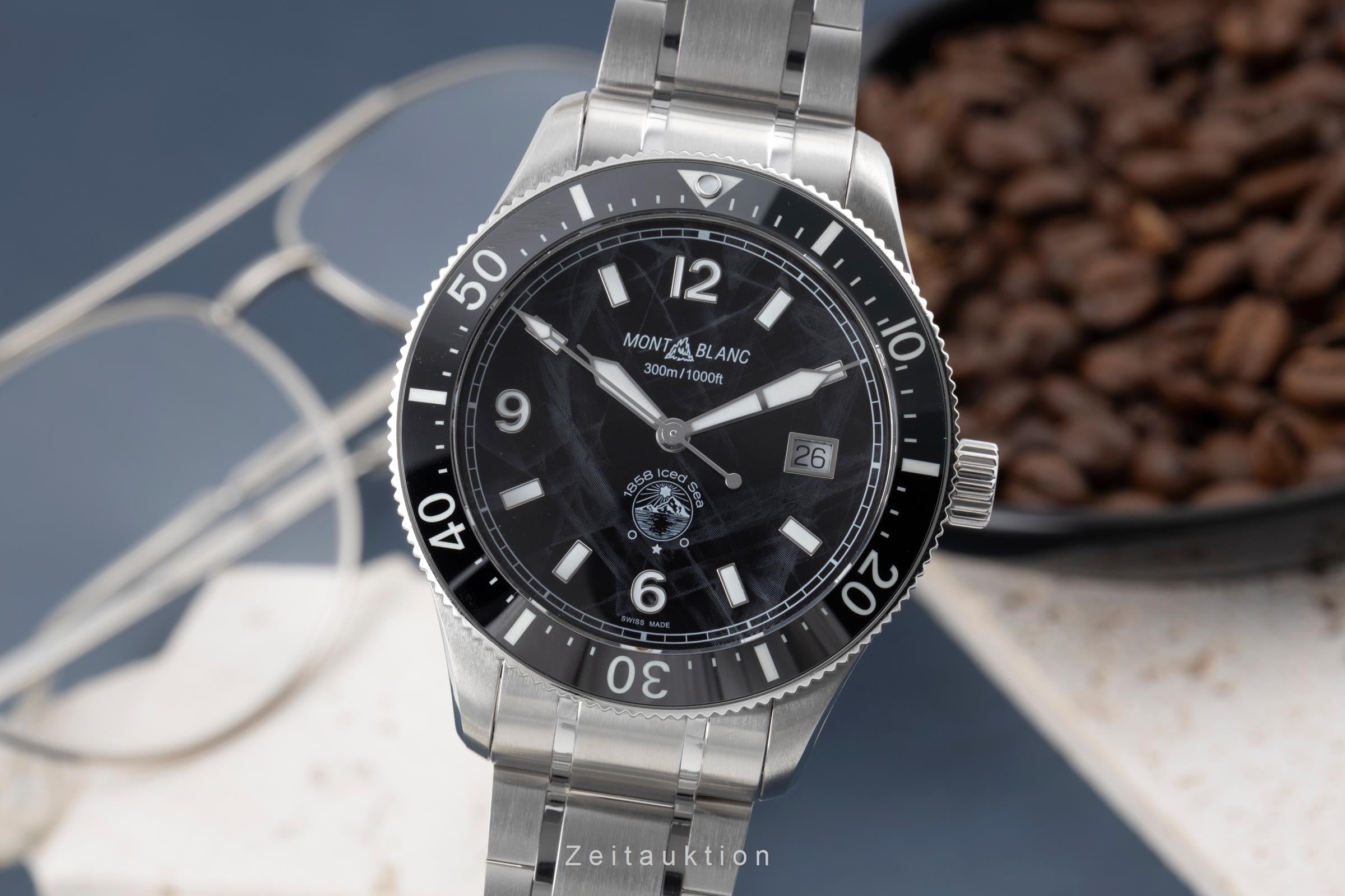 Montblanc 1858 acier automatique montre pour hommes MB129371  7578 LP: 3700EUR  [2505732]