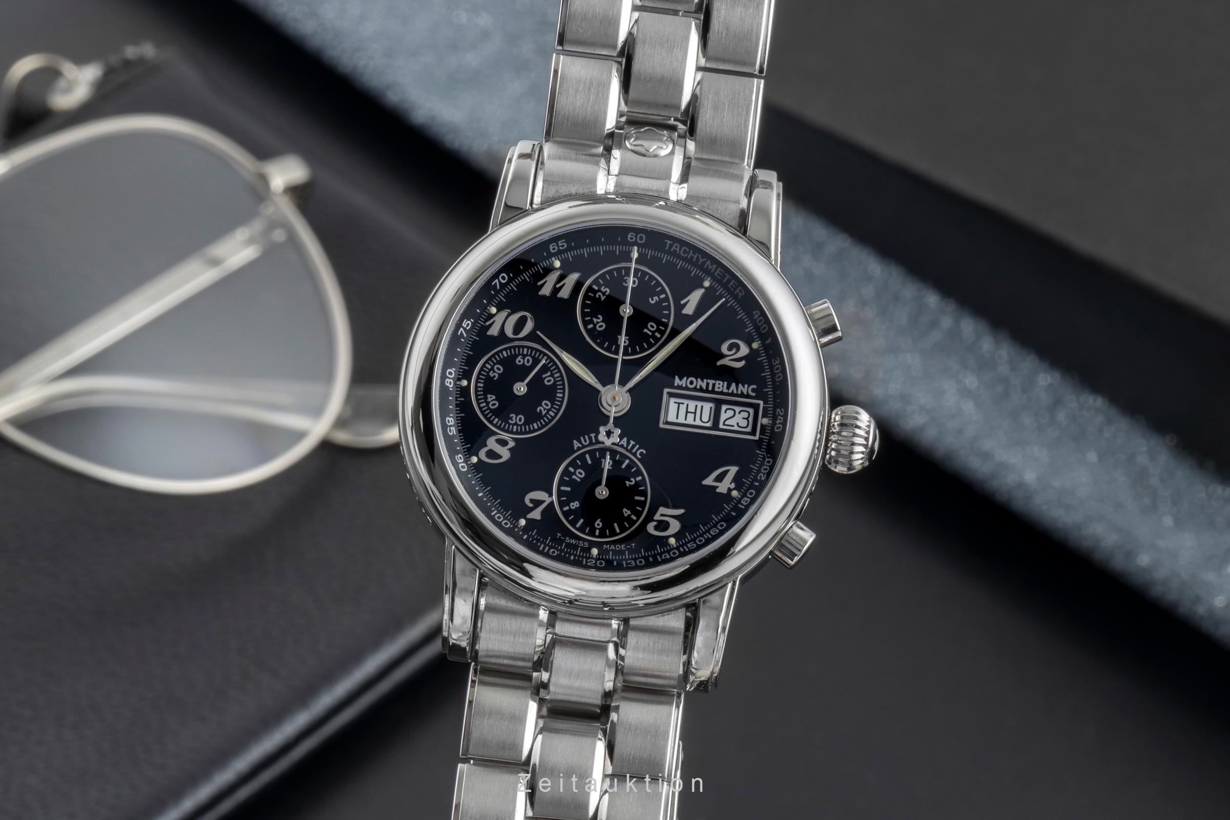 Montblanc Meisterstück chronographe acier automatique montre pour hommes 7016  [2505841]