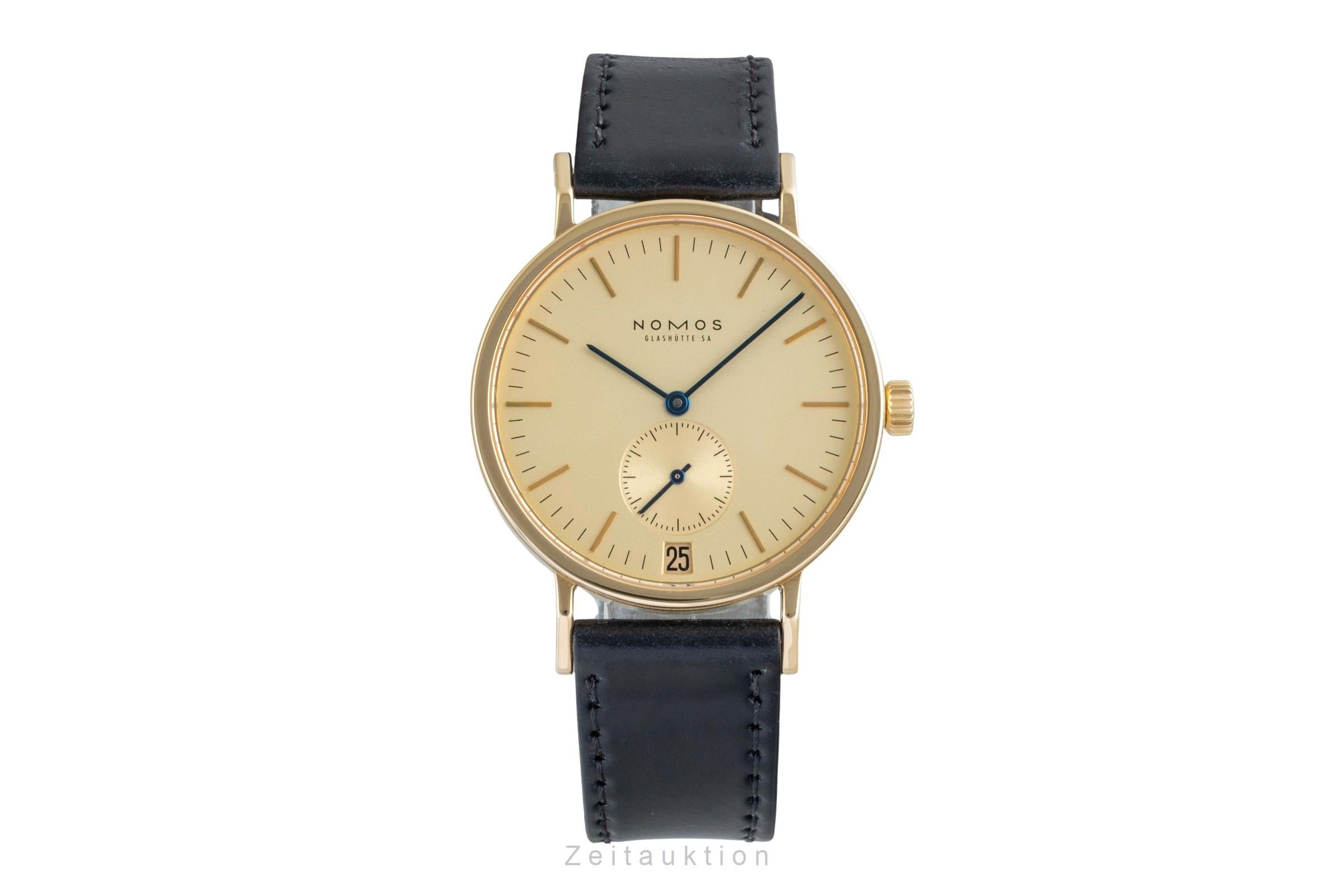 Nomos Tangente 18k (0,750) Gold Intex Datum Handaufzug Herrenuhr Gold Dial  [2505847]