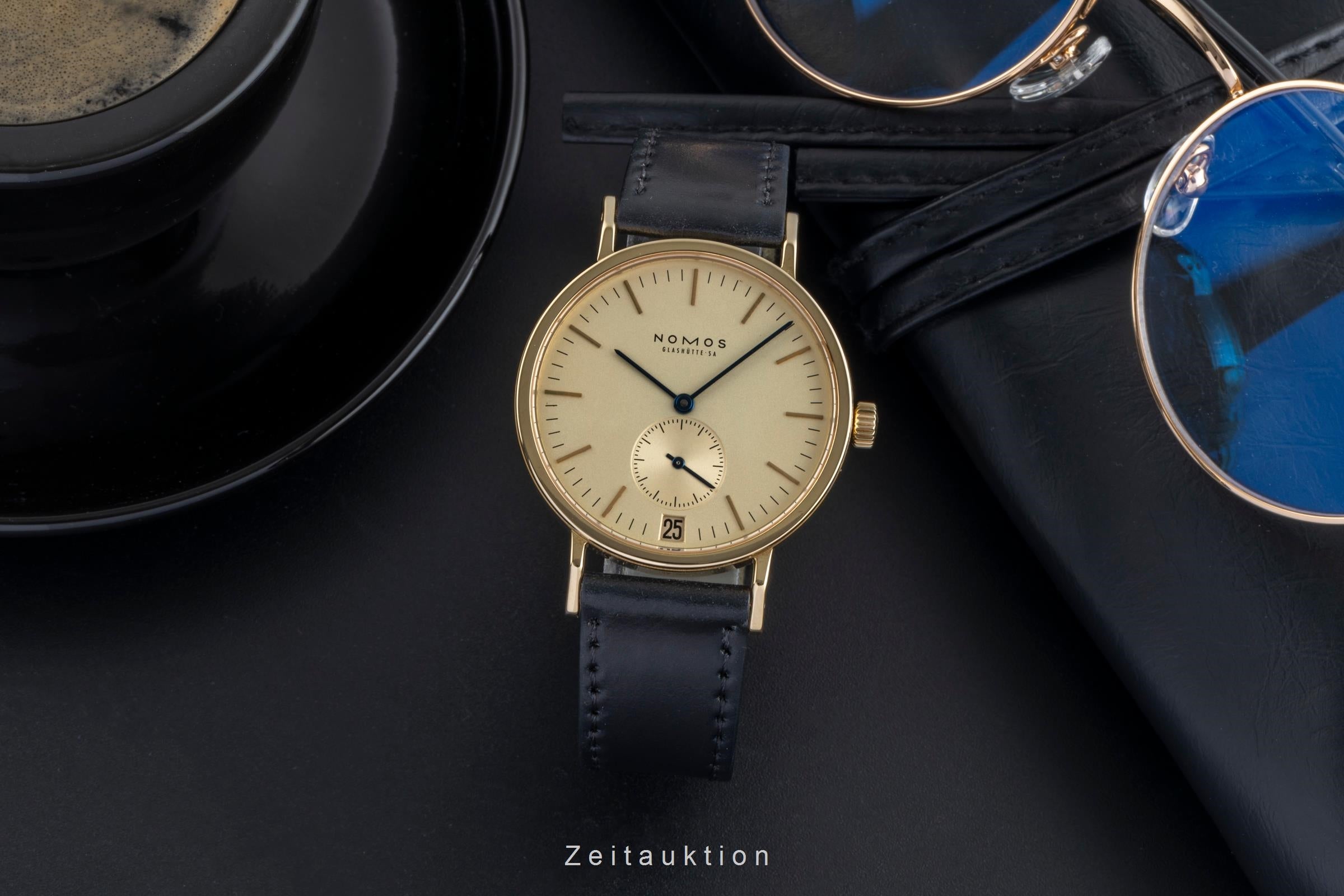 Nomos Tangente 18k (0,750) Gold Intex Datum Handaufzug Herrenuhr Gold Dial  [2505847]