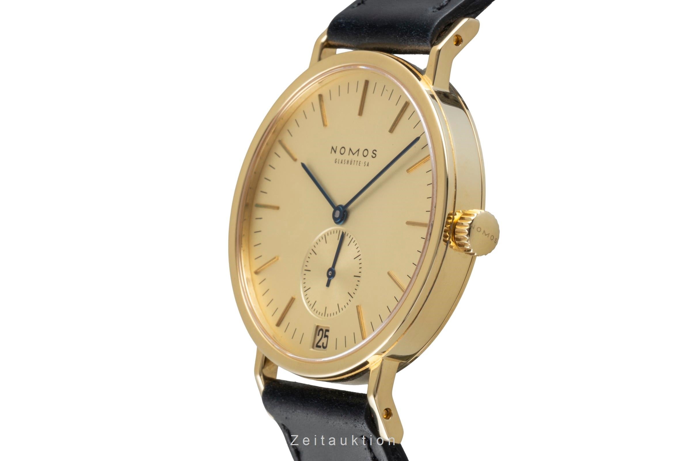 Nomos Tangente 18k (0,750) Gold Intex Datum Handaufzug Herrenuhr Gold Dial  [2505847]