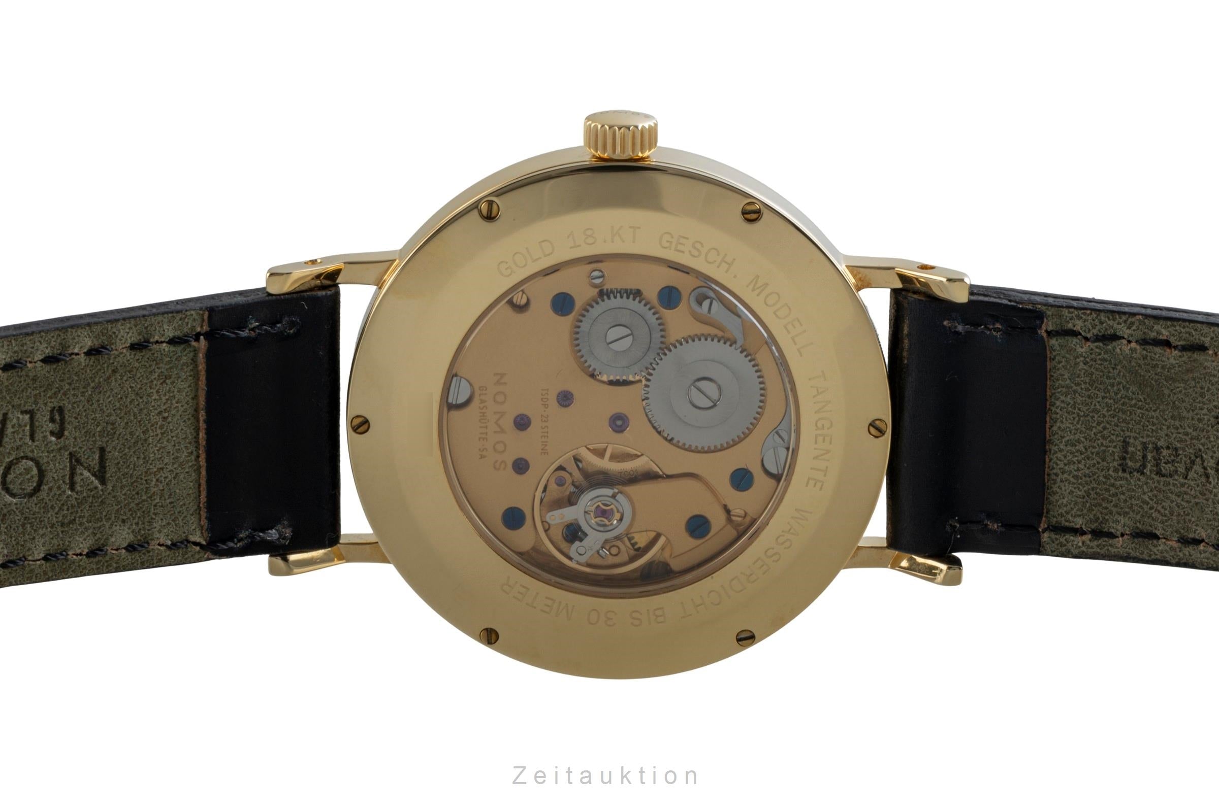 Nomos Tangente 18k (0,750) Gold Intex Datum Handaufzug Herrenuhr Gold Dial  [2505847]
