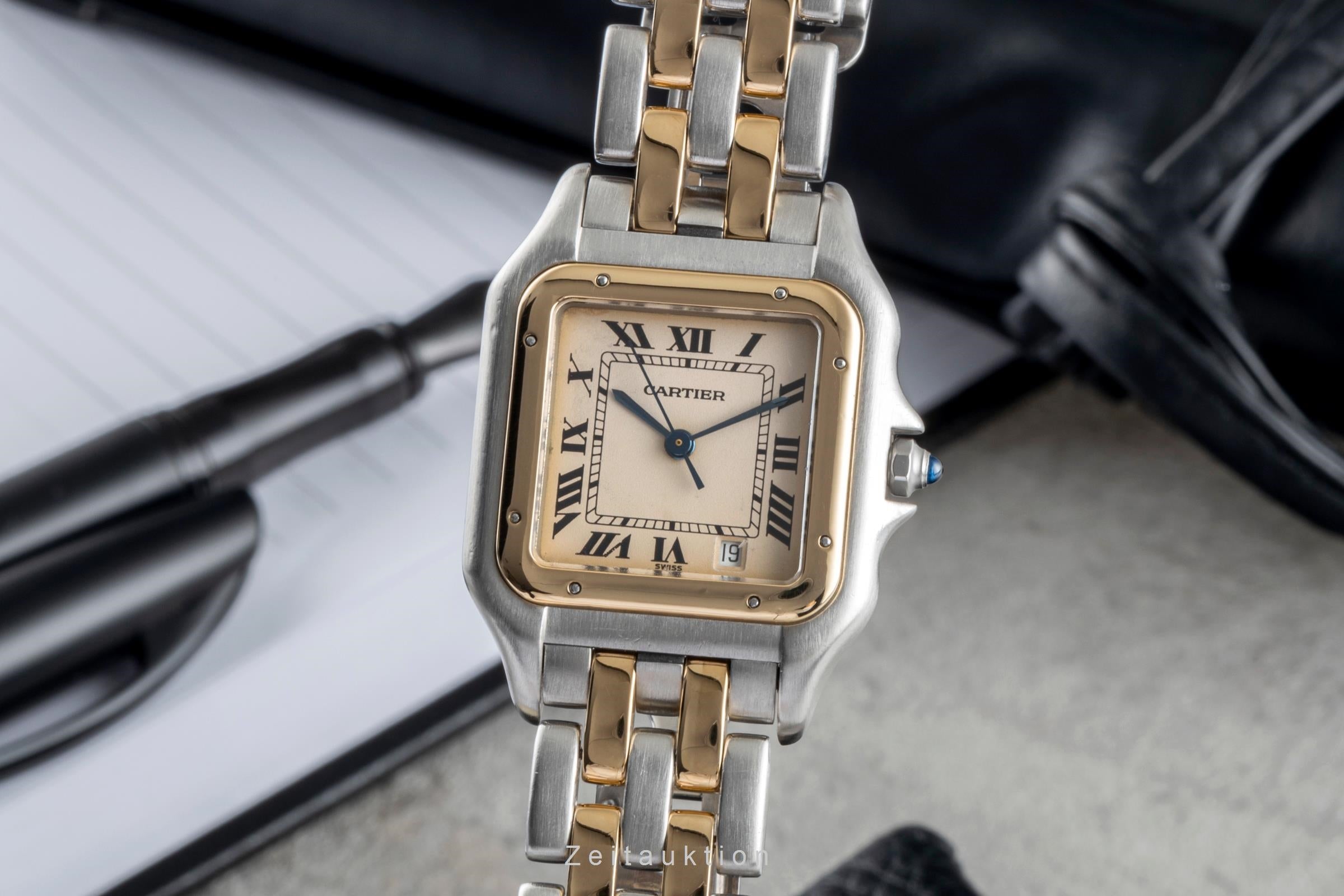 Cartier Panthere Lady Stahl / Gold Datum Damenuhr Ref. 83083242 Klassiker [2505884]