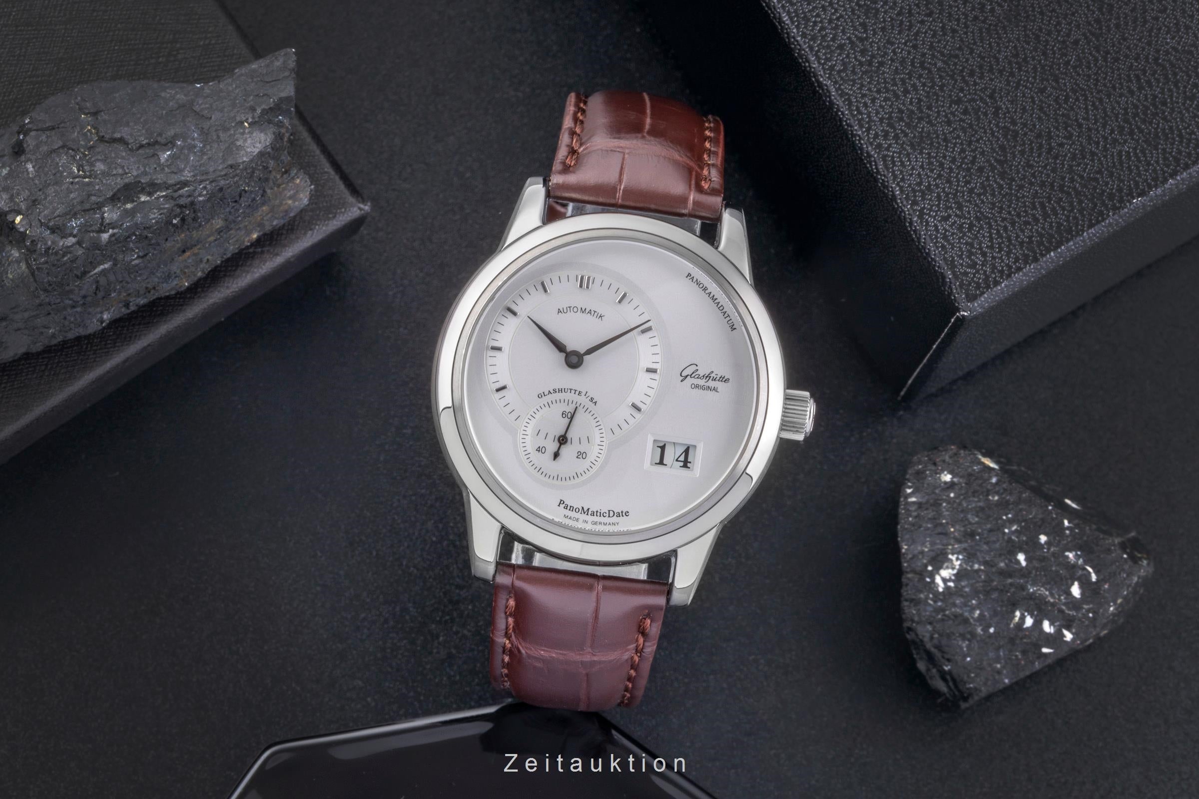 Glashütte PanoMaticDate acero automático reloj para caballeros 90-01-02-02-04  [2505903]