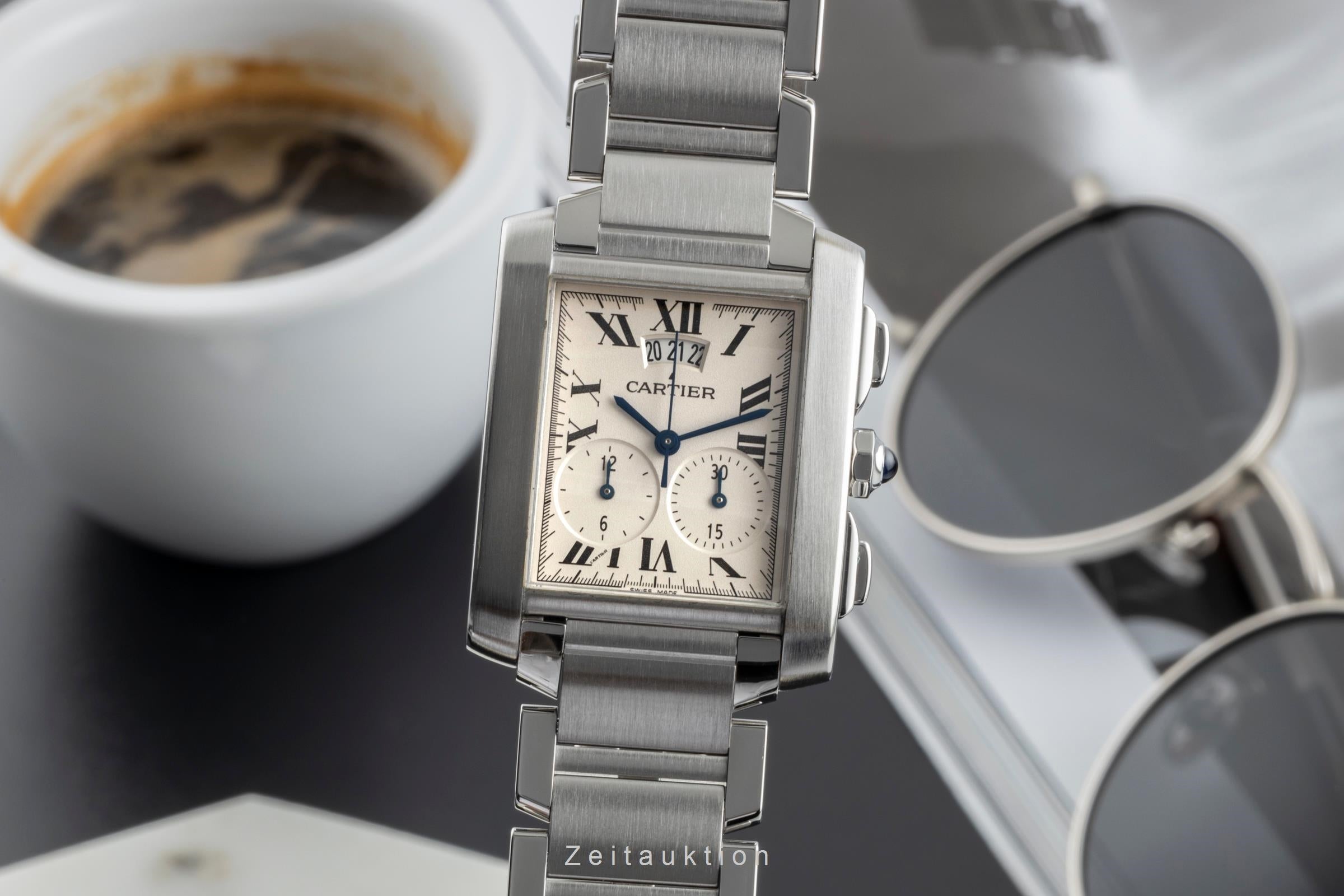 Cartier Tank Francaise chronograph steel quartz 222 Ref