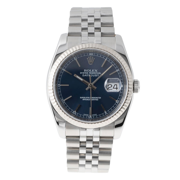 Rolex Datejust 36 Blue Dial Stahl / Weissgold Oyster Ref. 116234 Papiere 2007 [2506063]