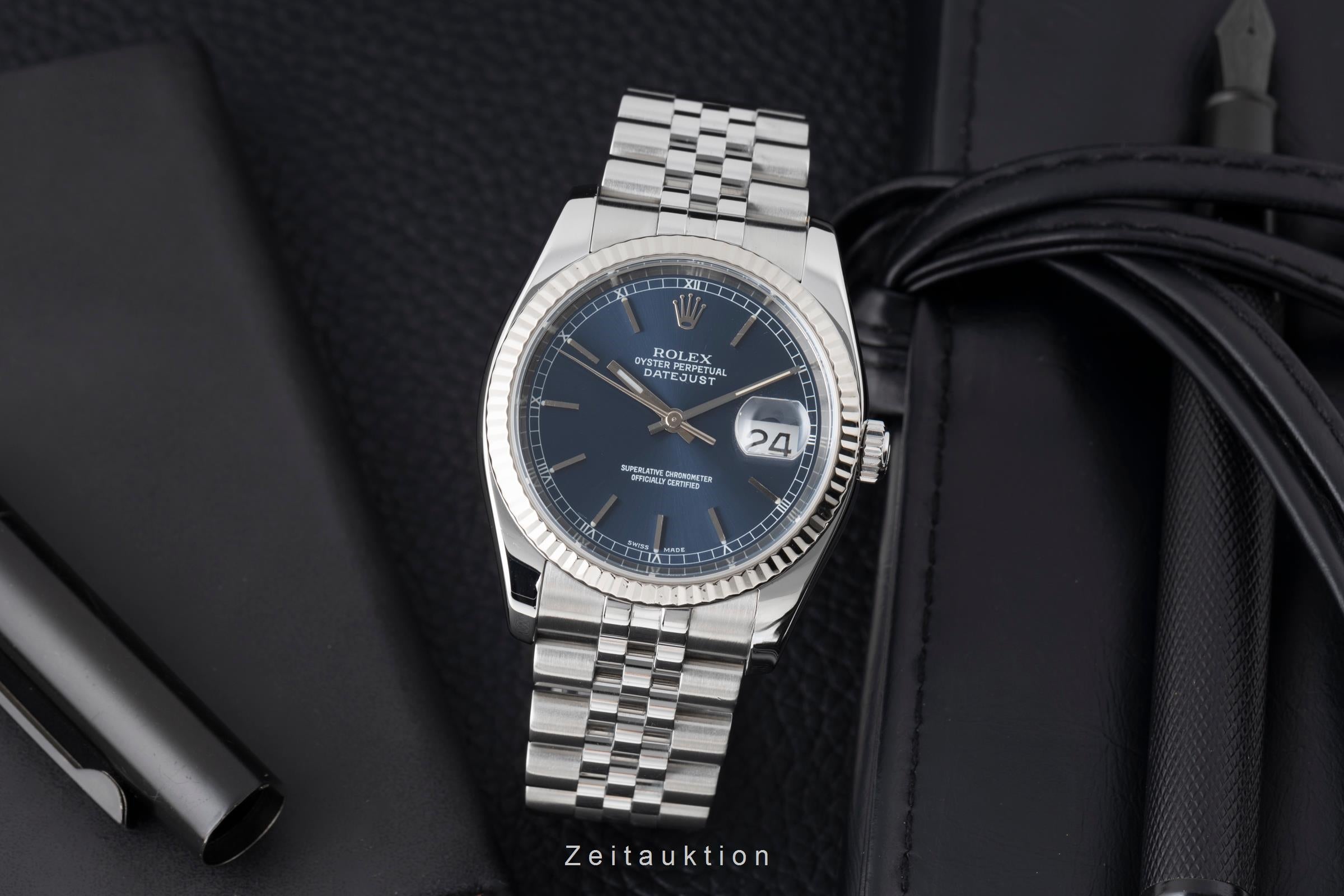 Rolex Datejust 36 Blue Dial Stahl / Weissgold Oyster Ref. 116234 Papiere 2007 [2506063]