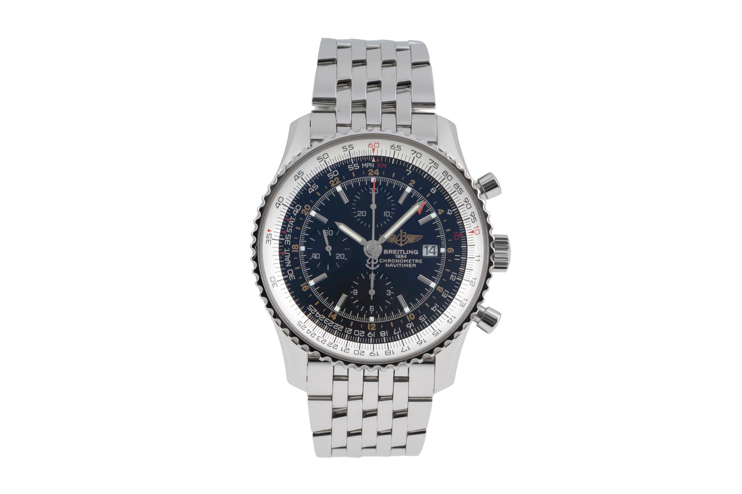 Breitling Navitimer World chronograph steel automatic men's watch A24322 LP: 9850EUR  [2506118]