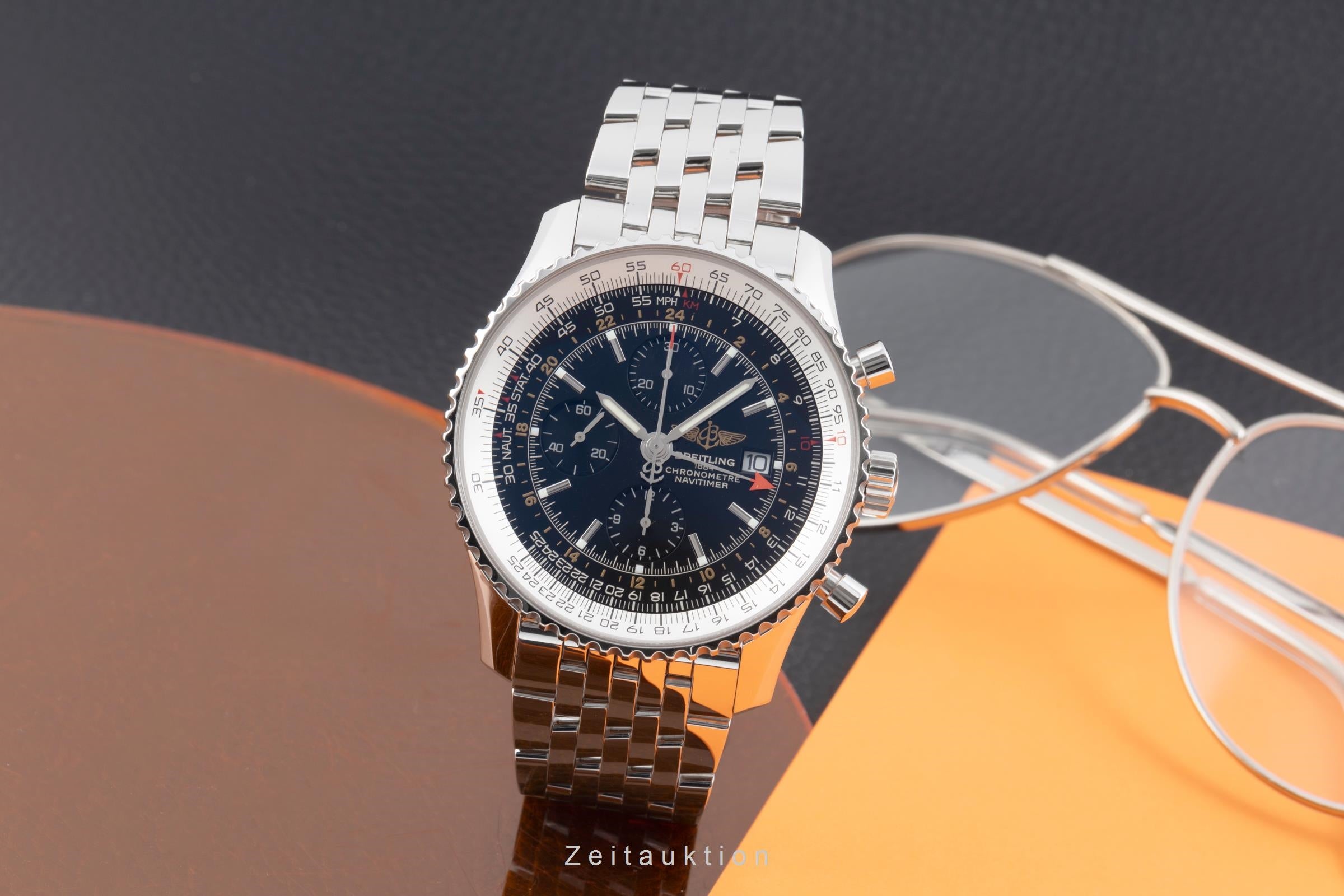 Breitling Navitimer World chronograph steel automatic Kal. B24 Ref