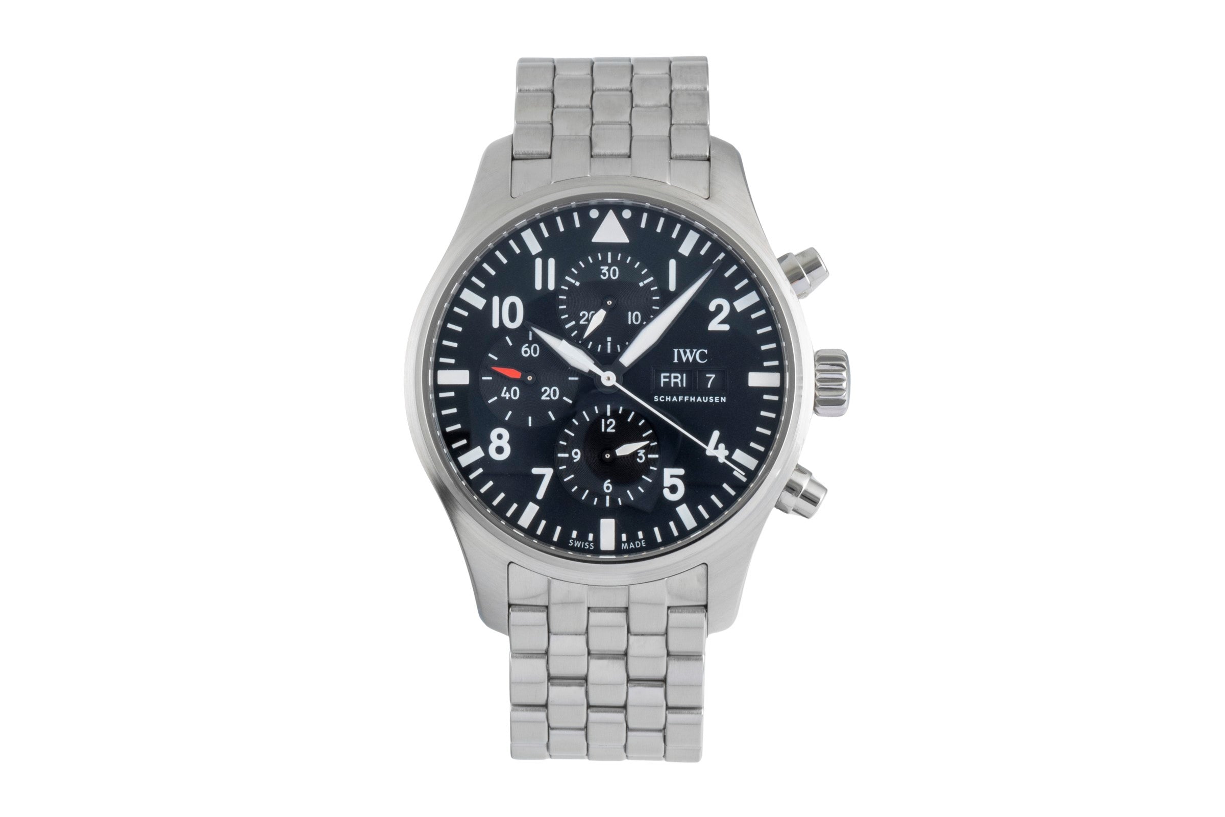 IWC Fliegerchronograph chronographe acier automatique montre pour hommes IW377710 LP: 9000EUR  [2506130]