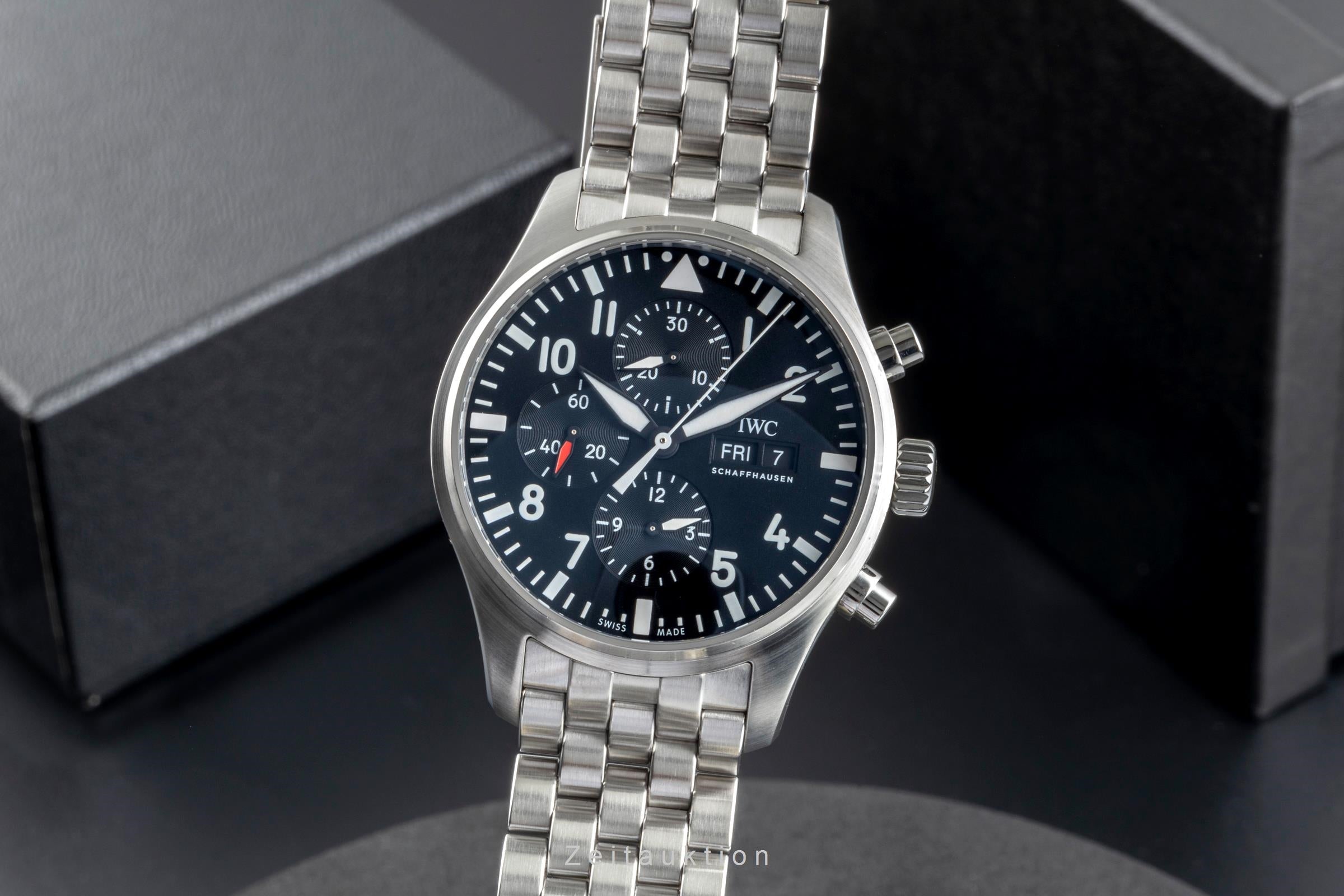 IWC Fliegerchronograph chronographe acier automatique montre pour hommes IW377710 LP: 9000EUR  [2506130]