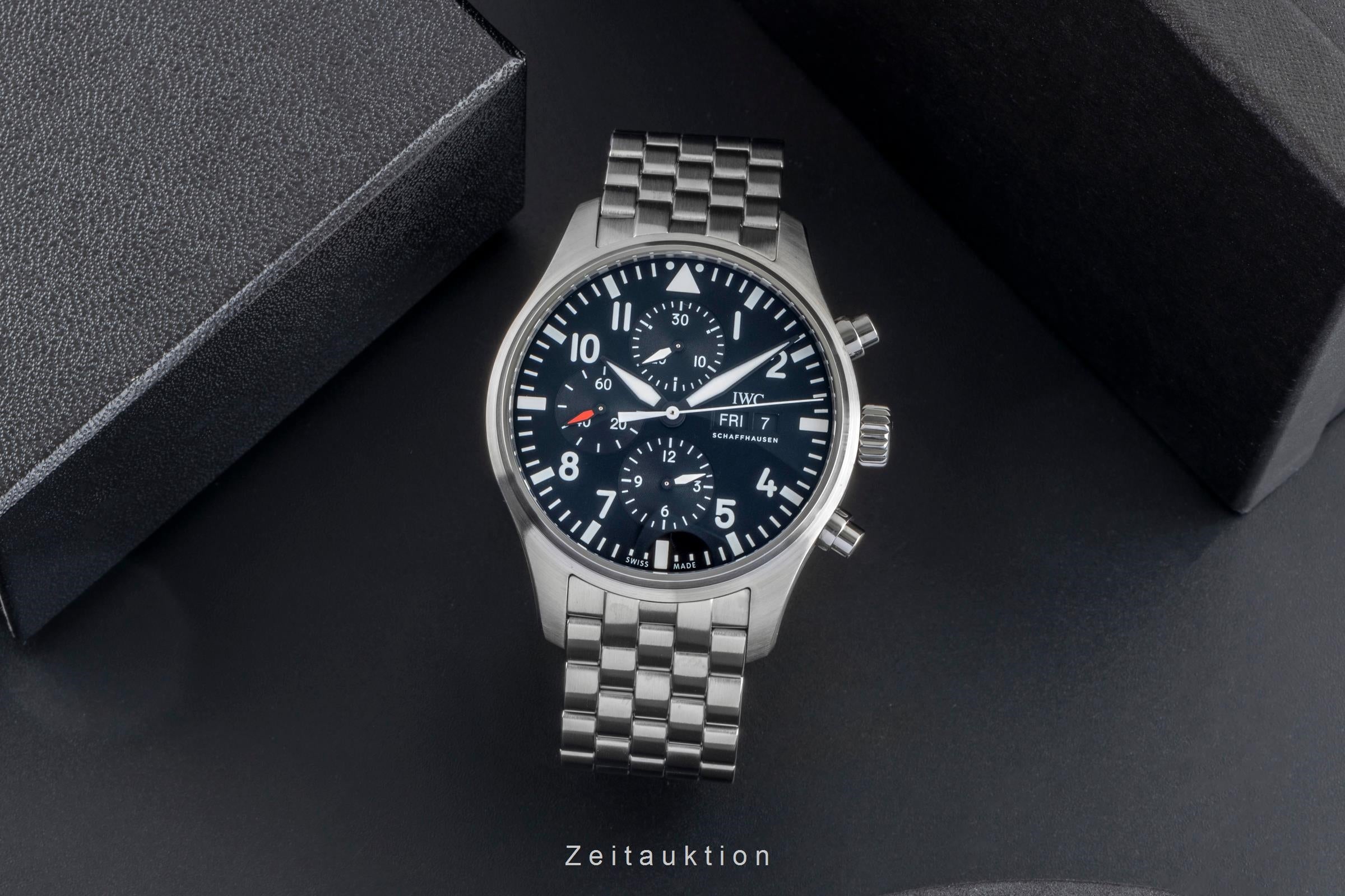 IWC Fliegerchronograph chronographe acier automatique montre pour hommes IW377710 LP: 9000EUR  [2506130]