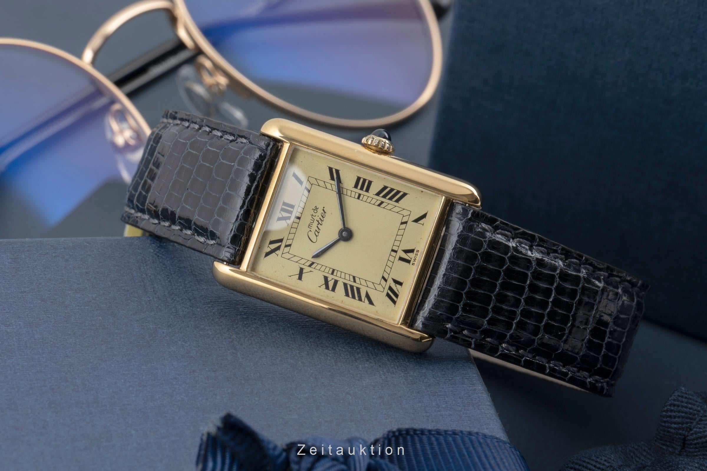 Cartier must Tank GM Vermeil "Ivory Dial" Silber Herrenuhr Medium Handaufzug [2506156]