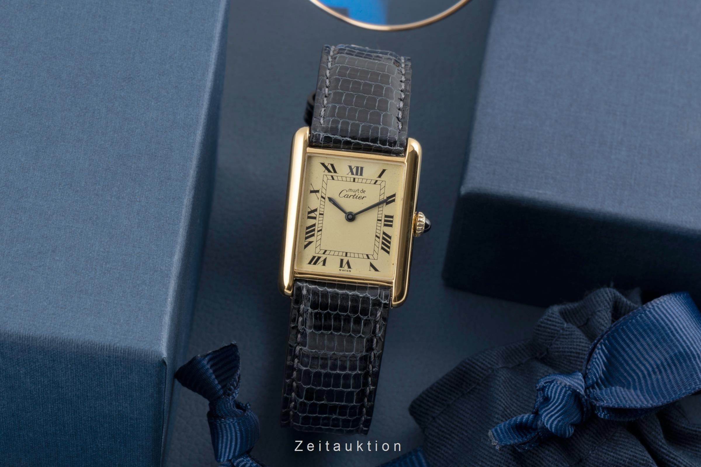 Cartier must Tank GM Vermeil "Ivory Dial" Silber Herrenuhr Medium Handaufzug [2506156]