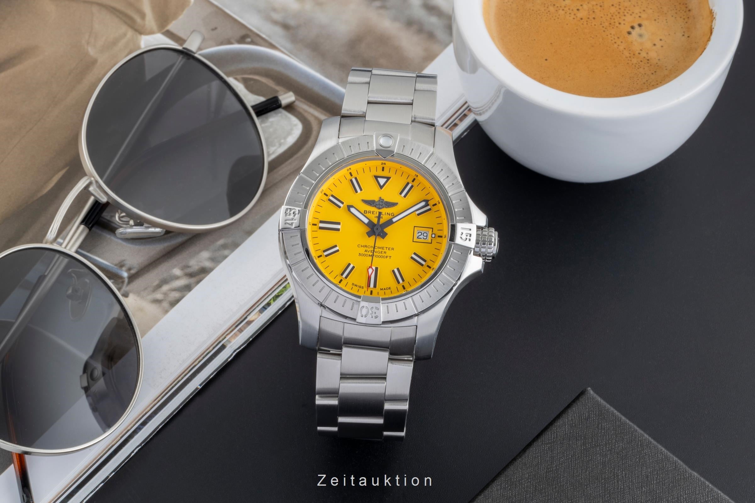 Breitling Avenger Seawolf Yellow Stahl Automatik Herrenuhr Ref A17319101I1A1 B&P [2506229]