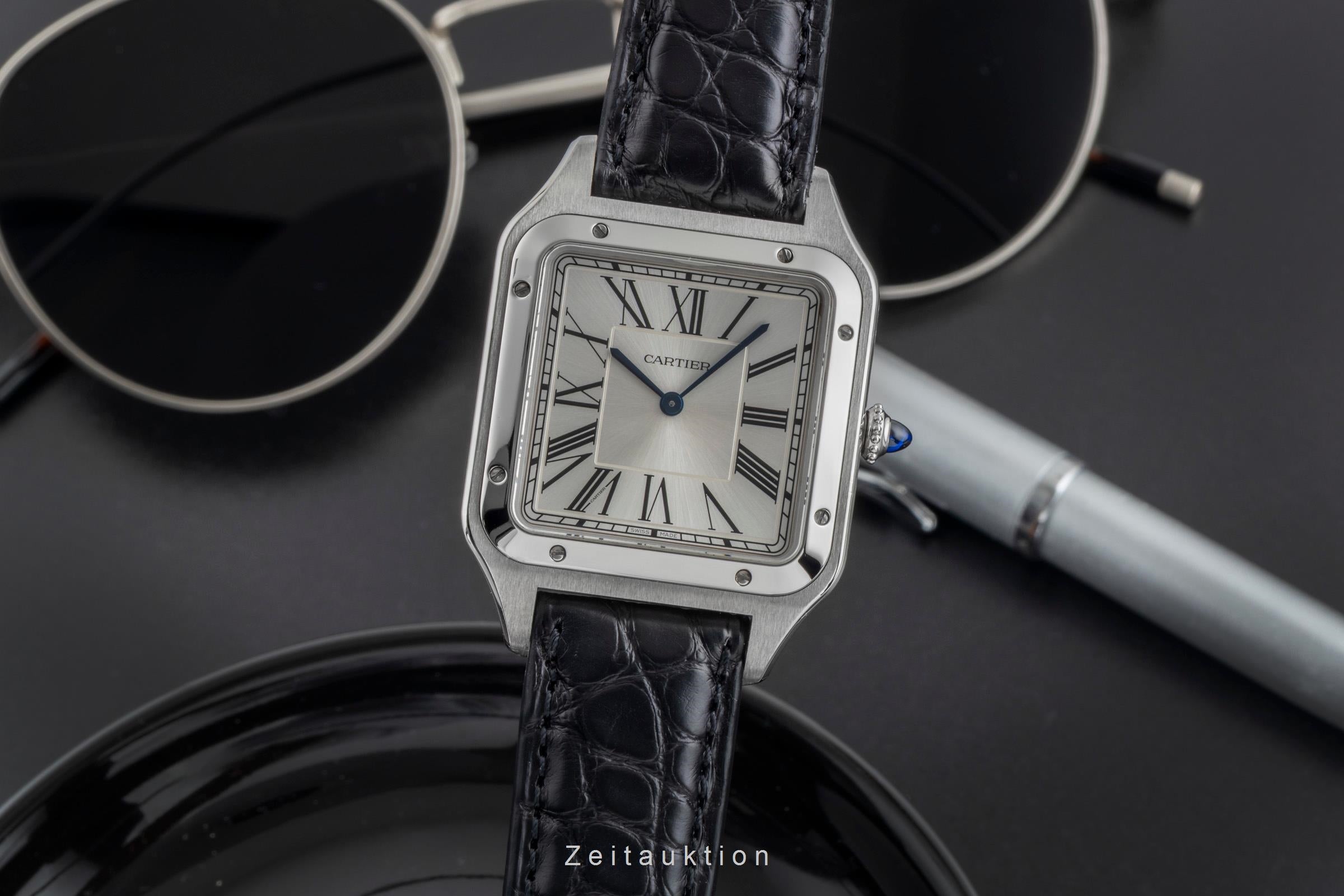 Cartier Santos Dumont Edelstahl Handaufzug Herrenuhr Ref. WSSA0032 B&P 2021 [2506314]