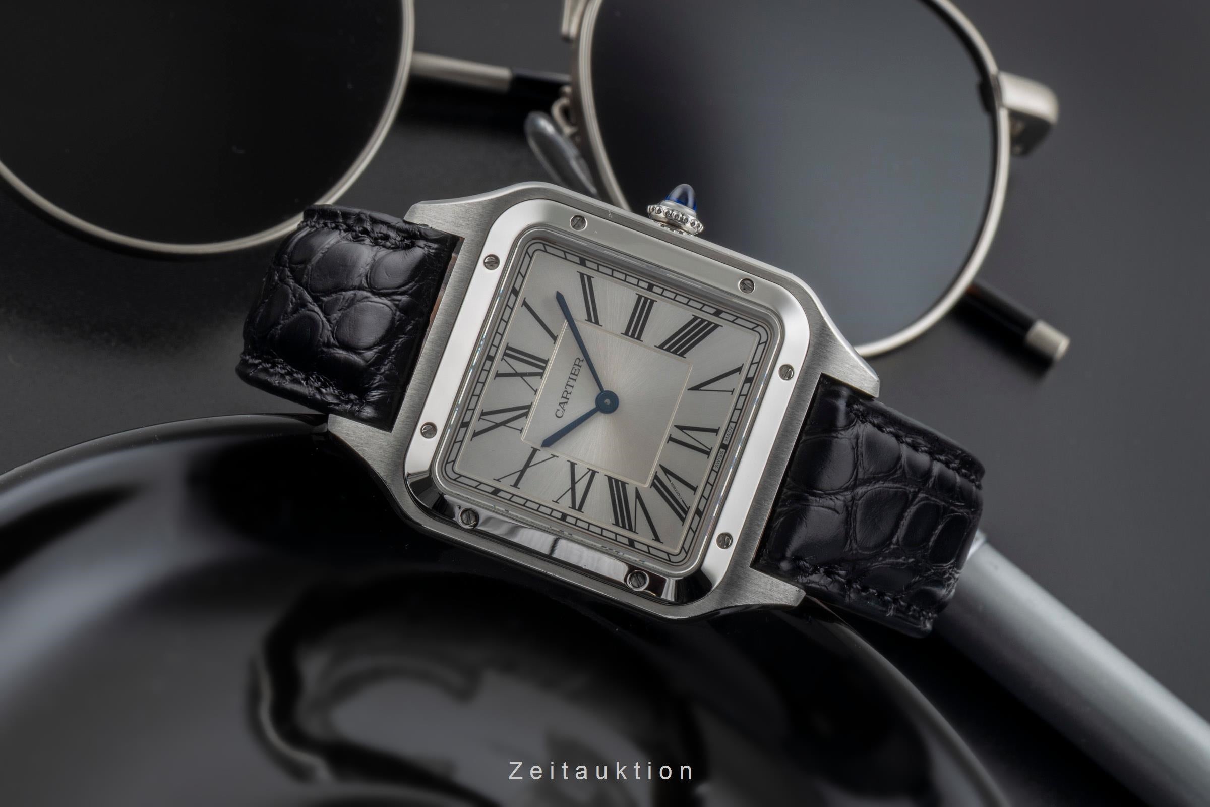 Cartier Santos Dumont Edelstahl Handaufzug Herrenuhr Ref. WSSA0032 B&P 2021 [2506314]