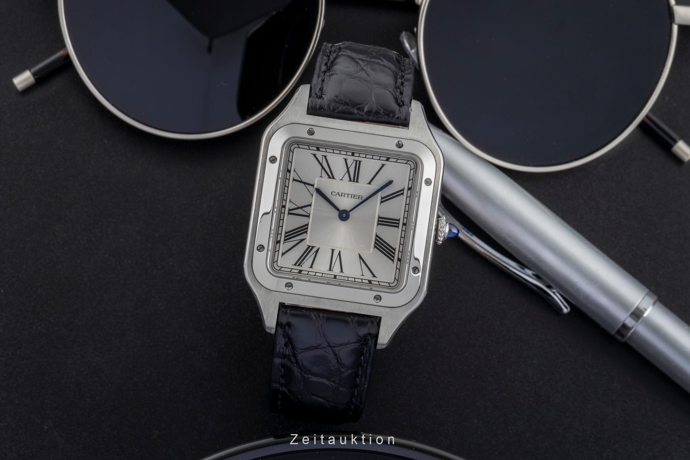 Cartier Santos Dumont Edelstahl Handaufzug Herrenuhr Ref. WSSA0032 B&P 2021 [2506314]