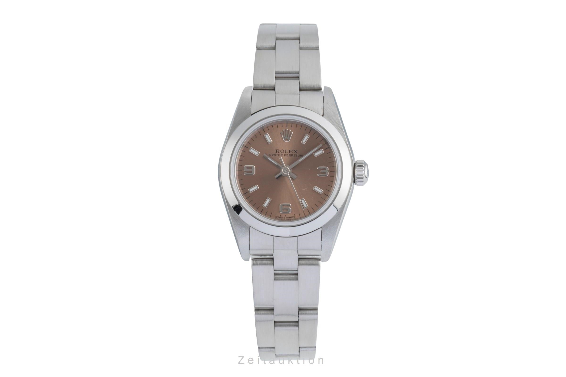 Rolex Oyster Perpetual Salmon Dial Edelstahl Automatik Damen Ref. 76080 B&P [2506328]