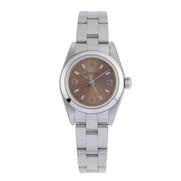 Rolex Oyster Perpetual Salmon Dial Edelstahl Automatik Damen Ref. 76080 B&P [2506328]