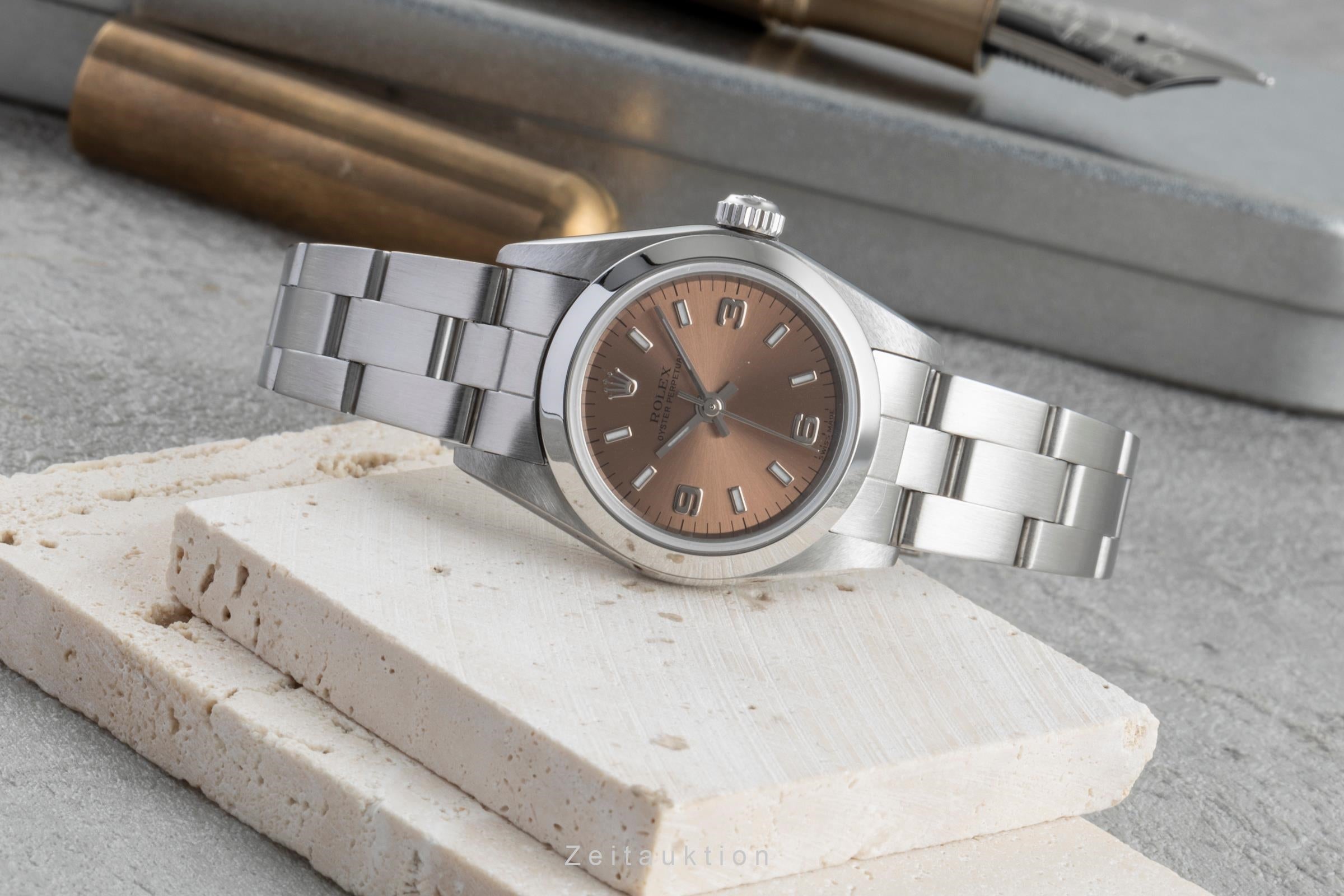 Rolex Oyster Perpetual Salmon Dial Edelstahl Automatik Damen Ref. 76080 B&P [2506328]