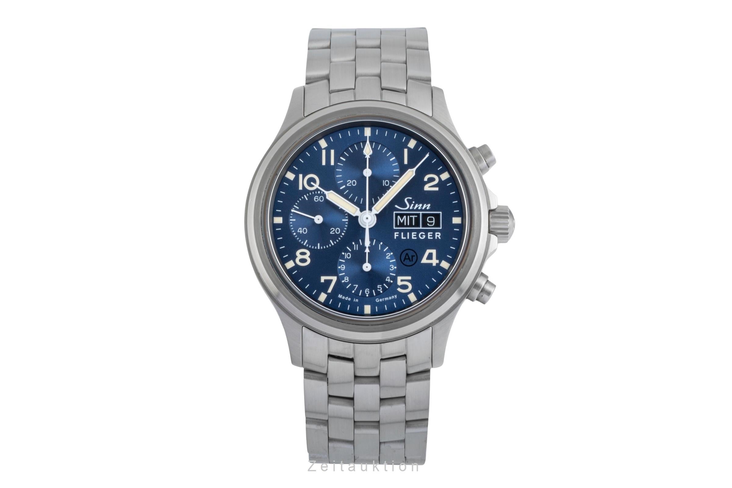 Sinn 358 SA Flieger Chronograph Blue Dial Stahl Automatik Ref. 358.064 B&P 2023 [2506359]
