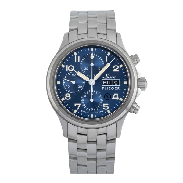 Sinn 358 SA Flieger Chronograph Blue Dial Stahl Automatik Ref. 358.064 B&P 2023 [2506359]
