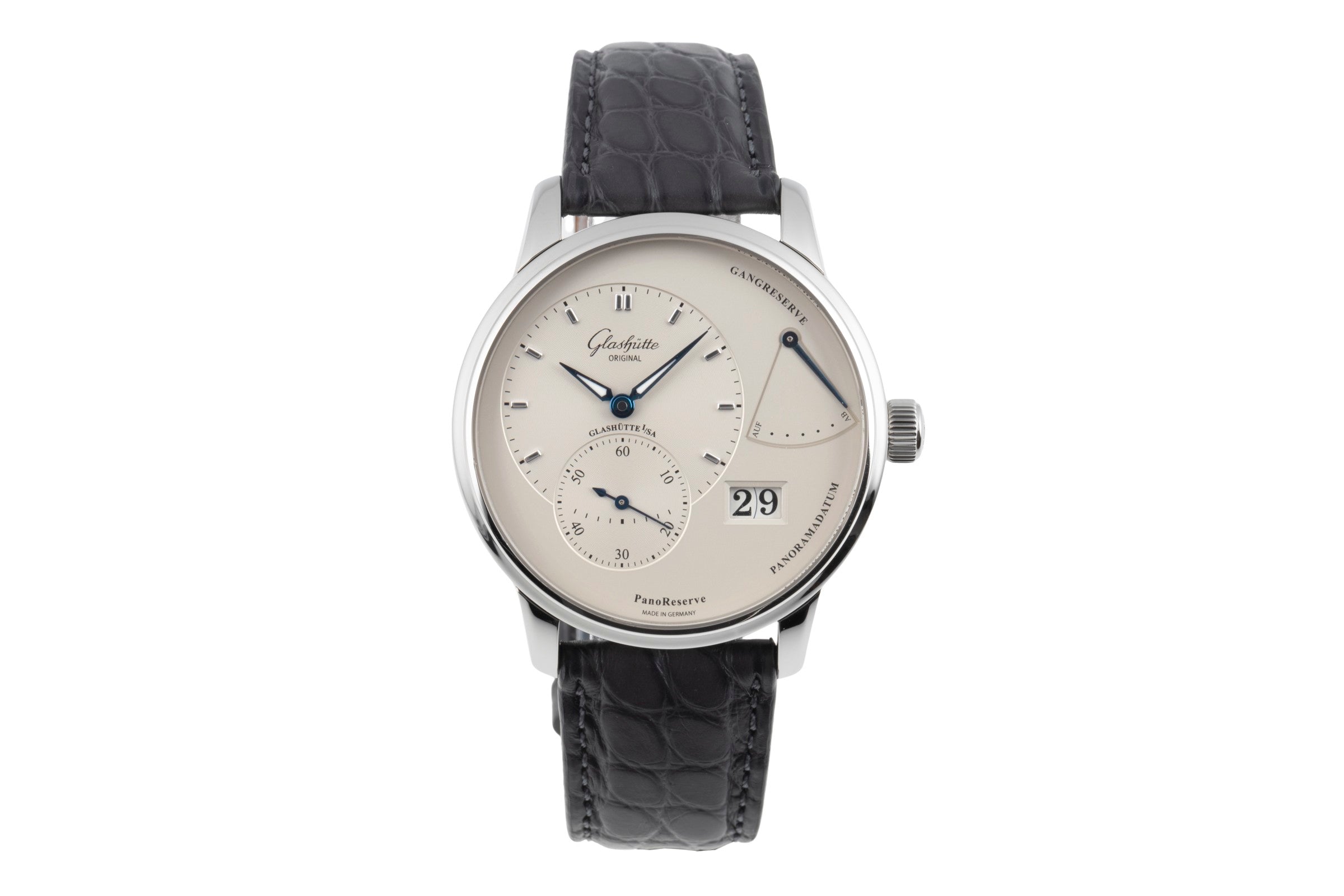 Glashütte PanoReserve acier à remontage manuel montre pour hommes 1-65-01-22-12-04 LP: 11800EUR  [2506383]
