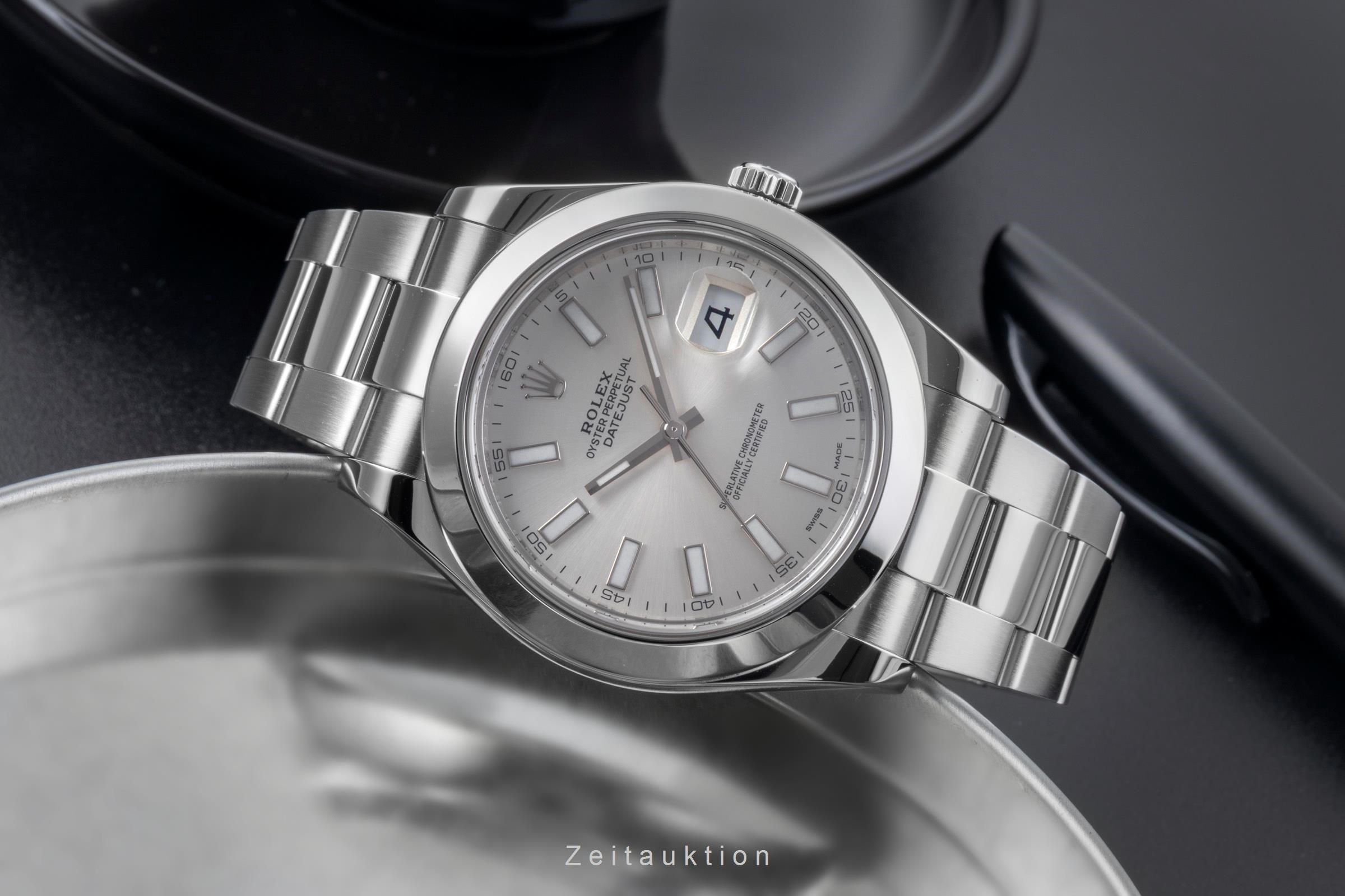 Rolex Datejust II 41 Silver Dial Oyster Stahl Automatik Herrenuhr Ref 116300 Box [2506406]